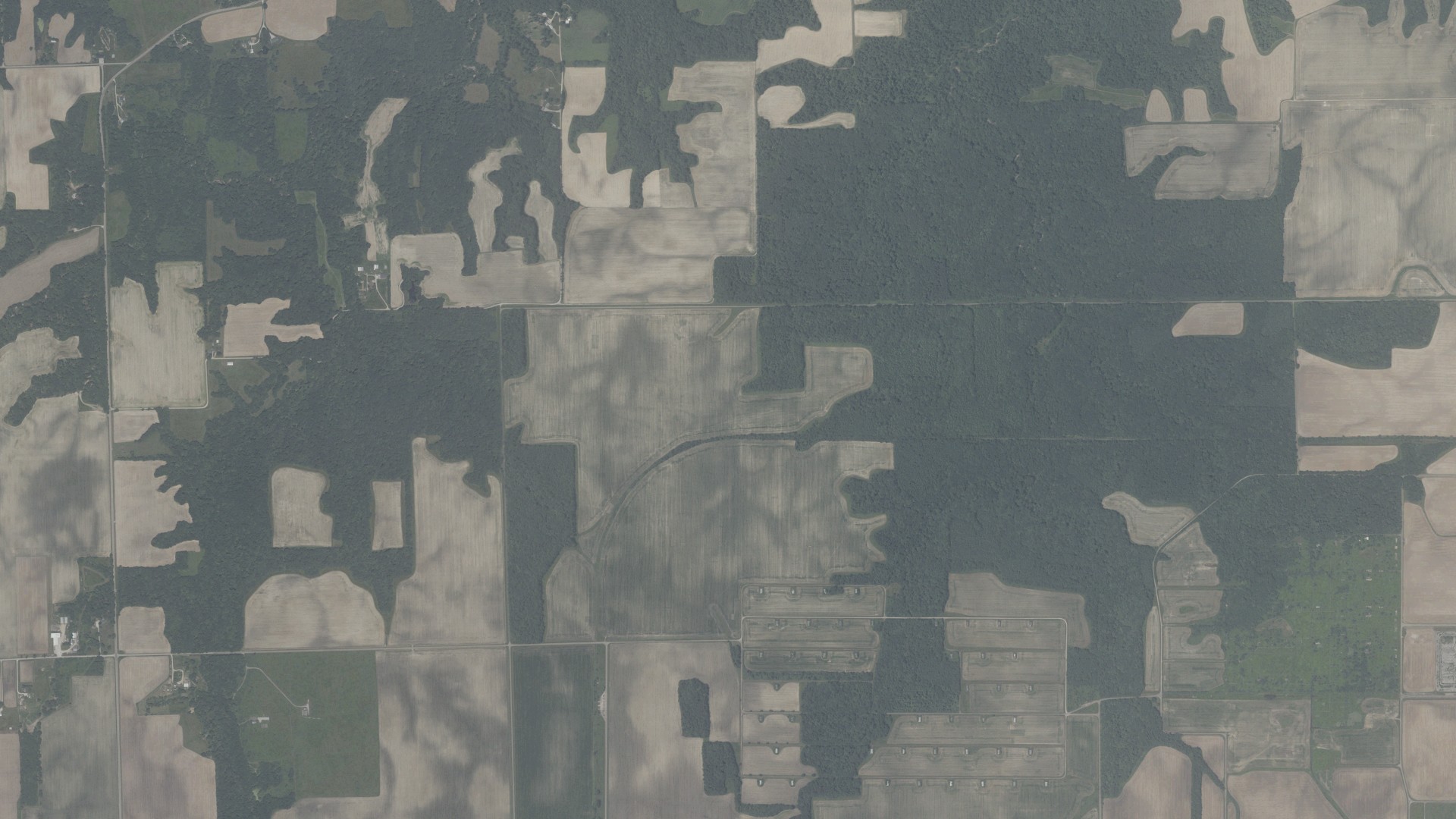 Natural-color aerial photograph of land around Vermillion, Indiana
