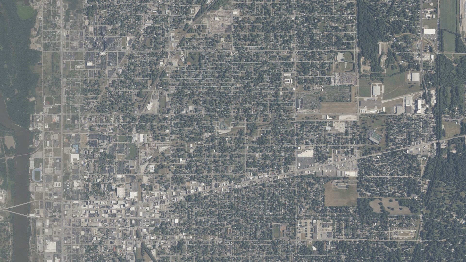 Aerial view of land around Harrison, Indiana