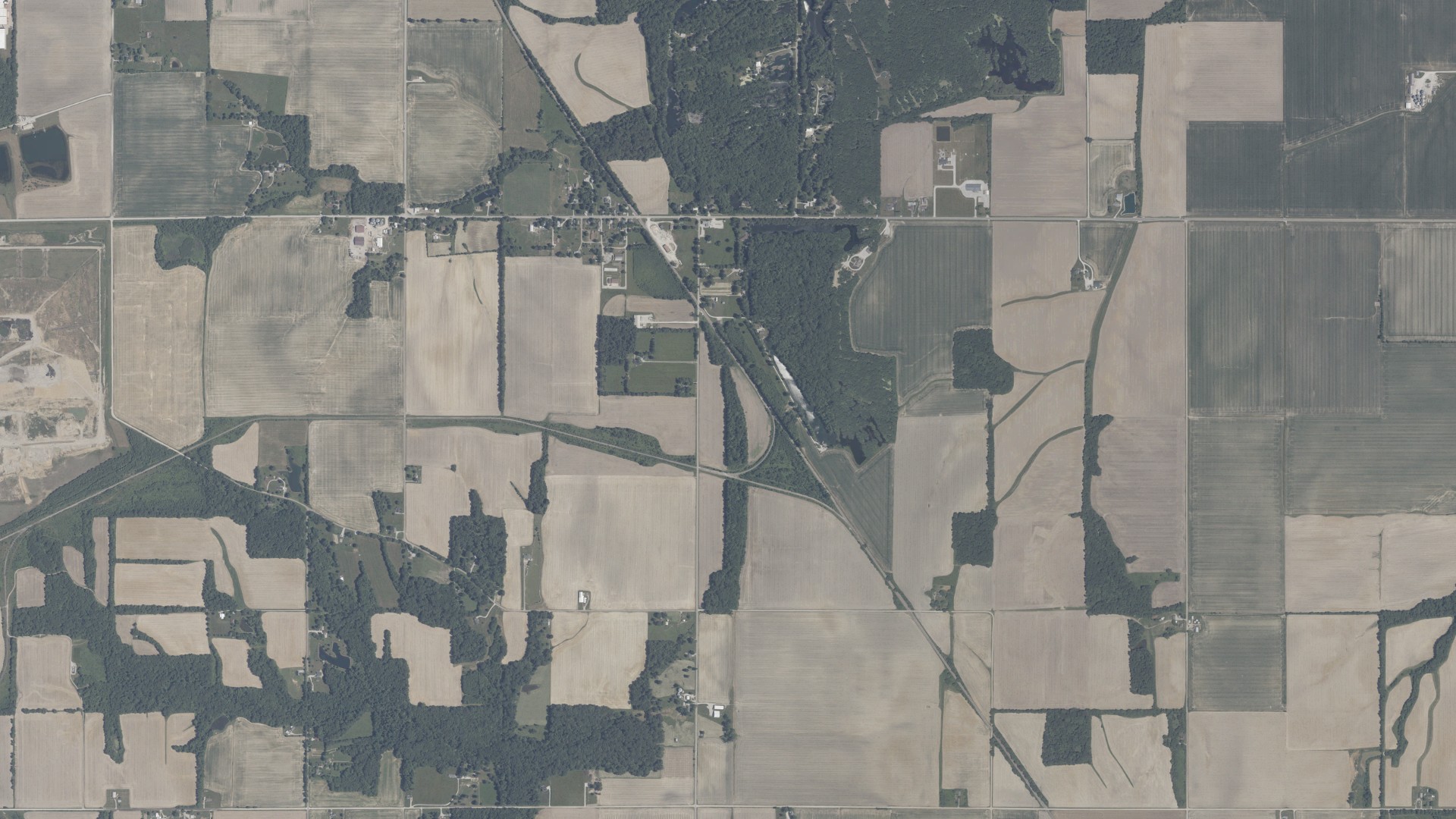 Aerial view of land around Pierson, Indiana