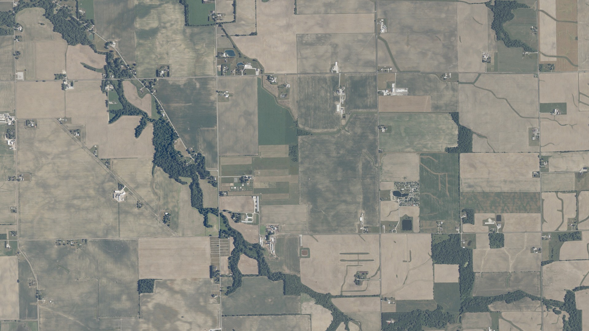 Aerial view of land around Chester, Indiana