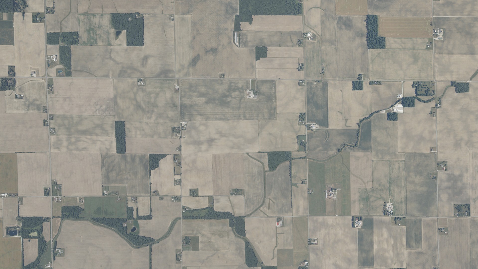 Natural-color aerial photograph of land around Paw Paw, Indiana