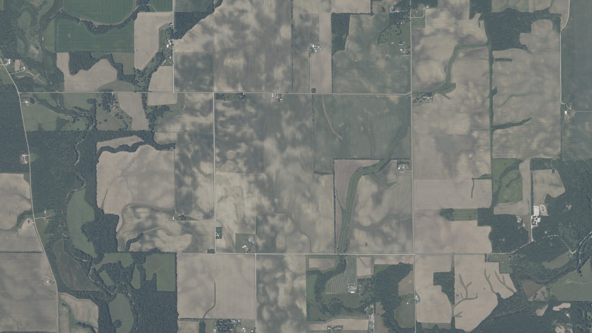 Aerial view of land around Pine, Indiana