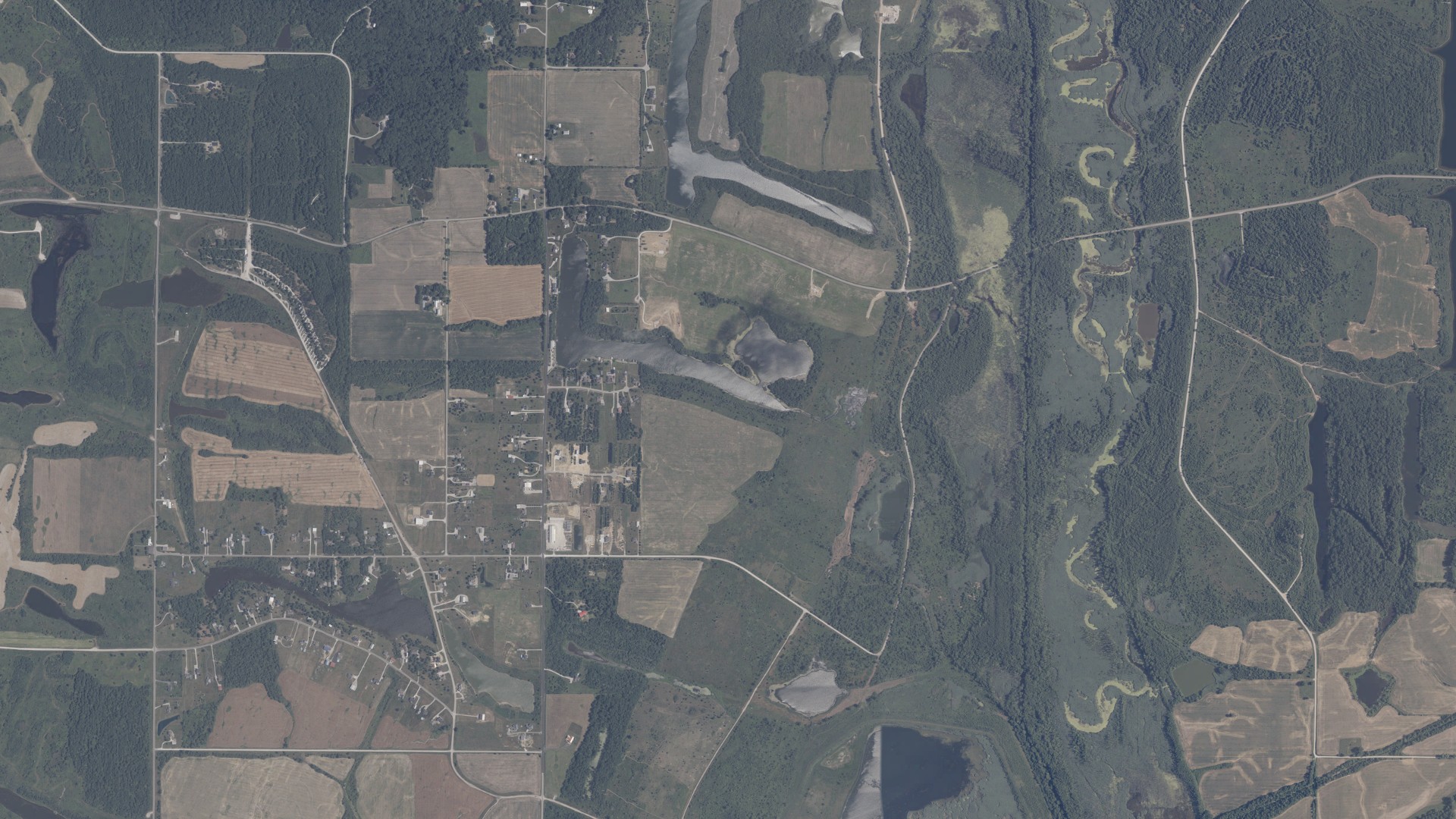 Aerial view of land around Campbell, Indiana