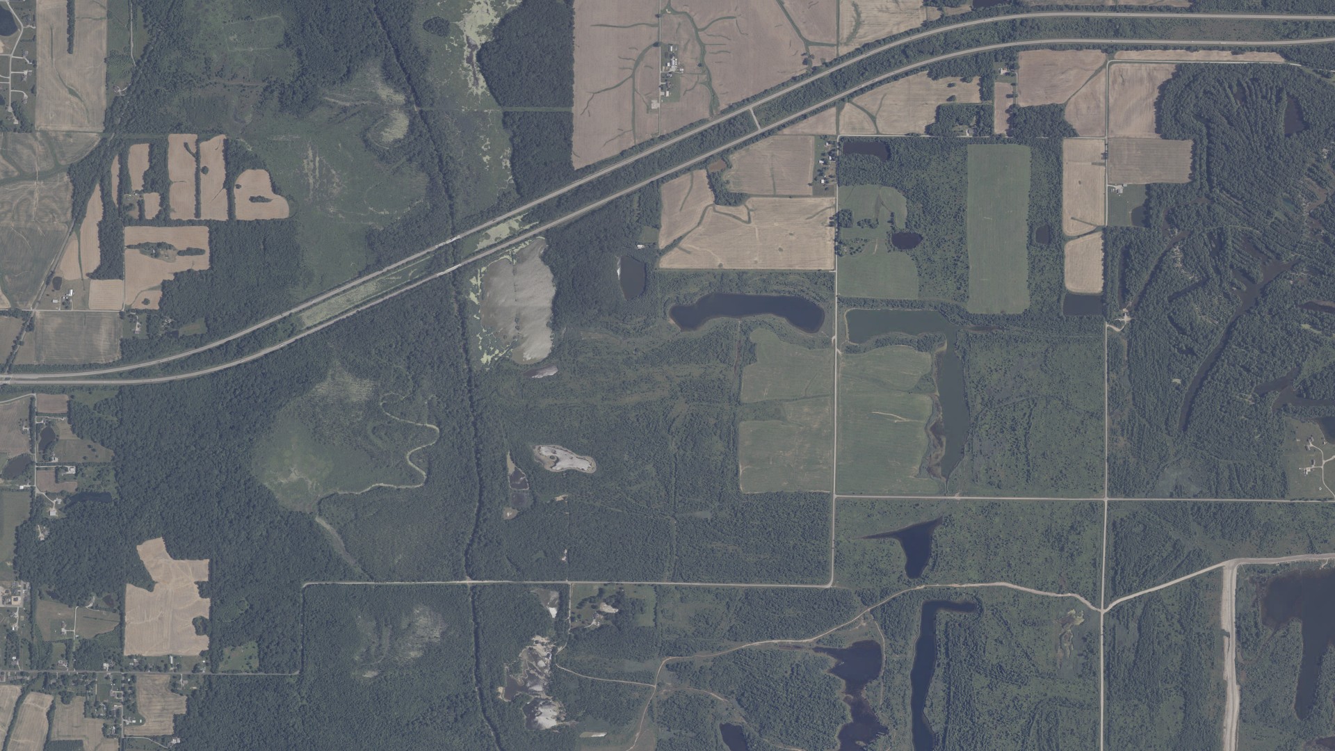 Aerial view of land around Greer, Indiana