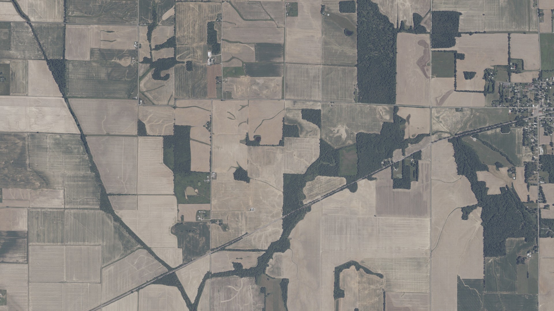 Natural-color aerial photograph of land around Skelton, Indiana