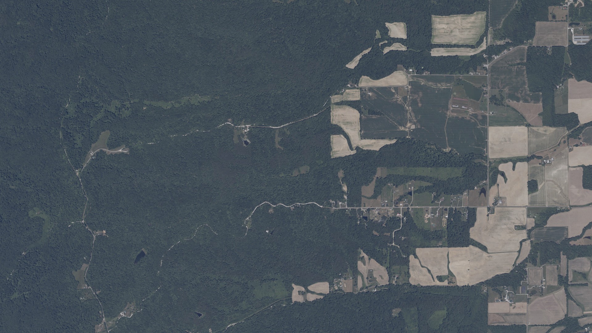 Aerial view of land around Gibson, Indiana