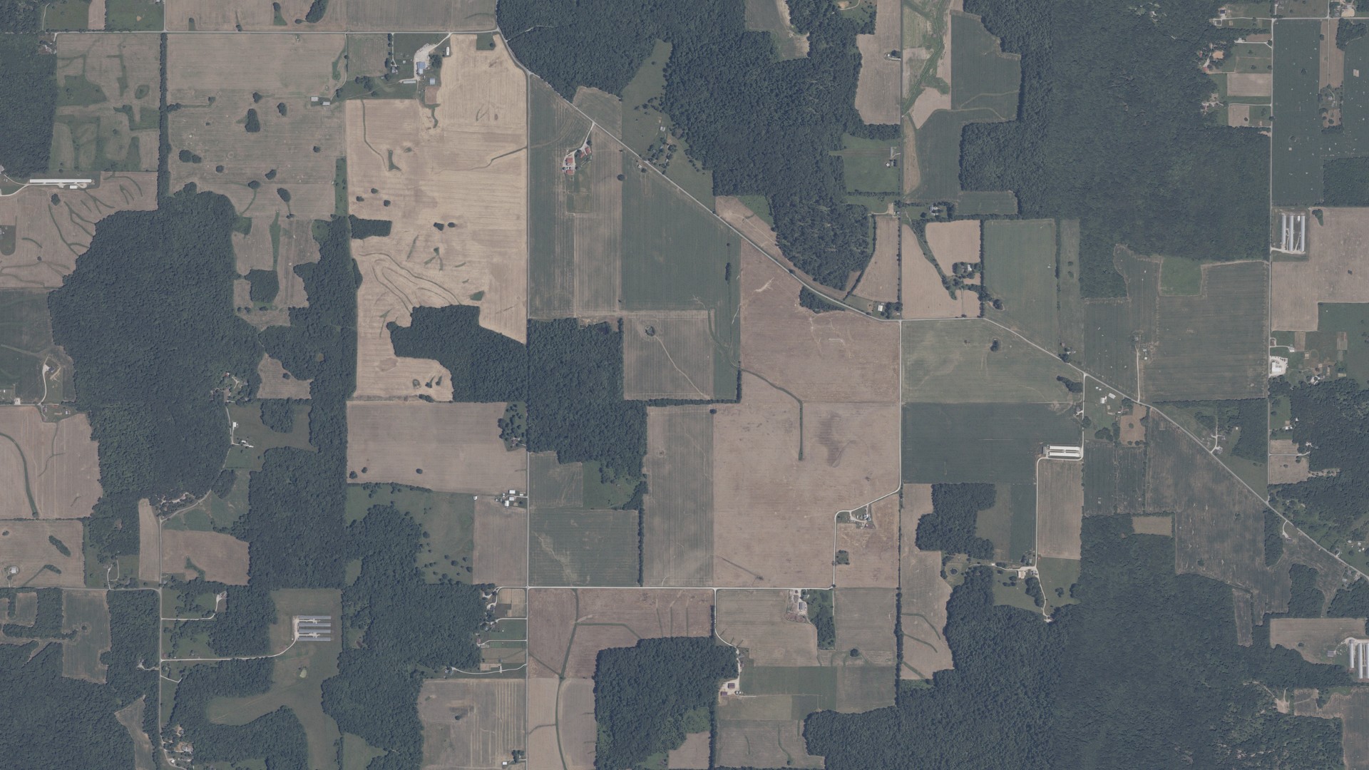 Aerial view of land around Madison, Indiana