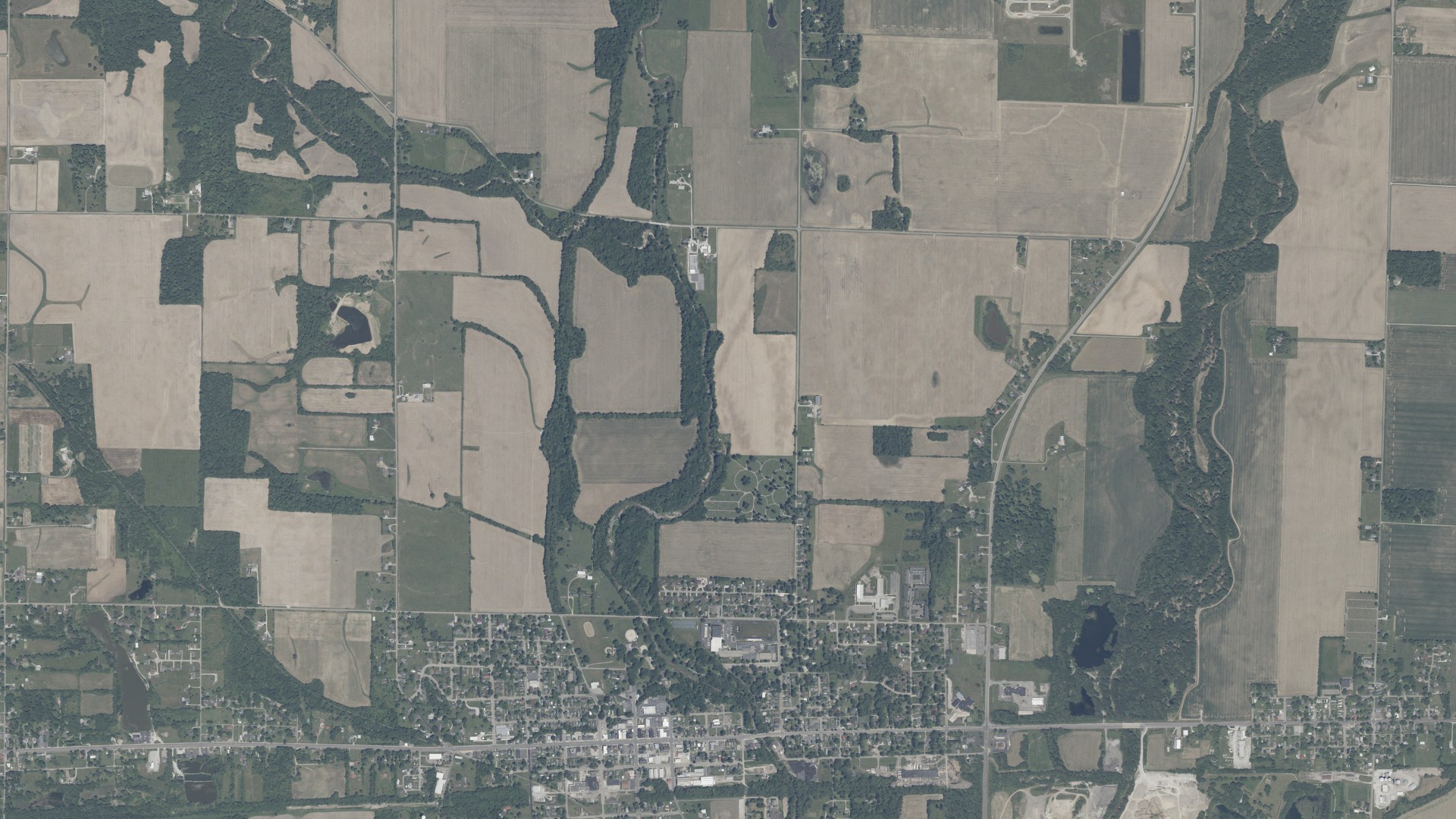 Aerial view of land around Jackson, Indiana