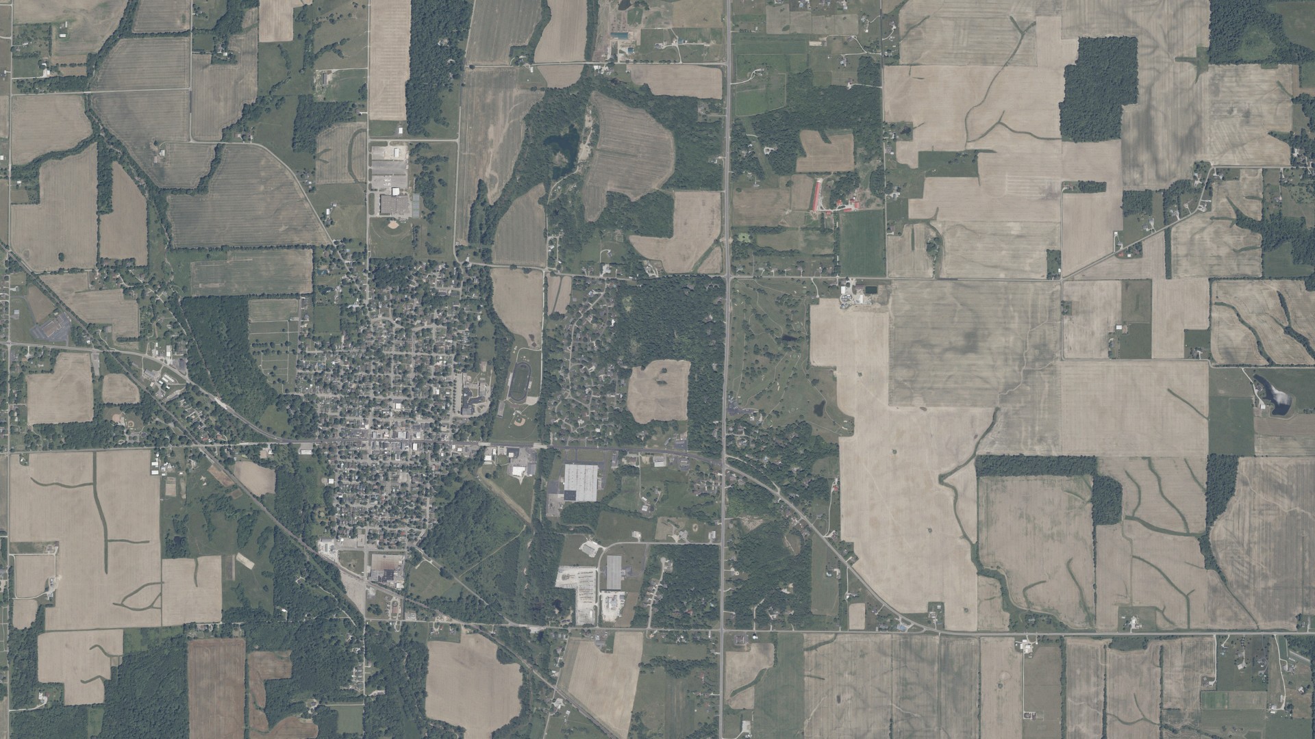 Aerial view of land around Jefferson, Indiana