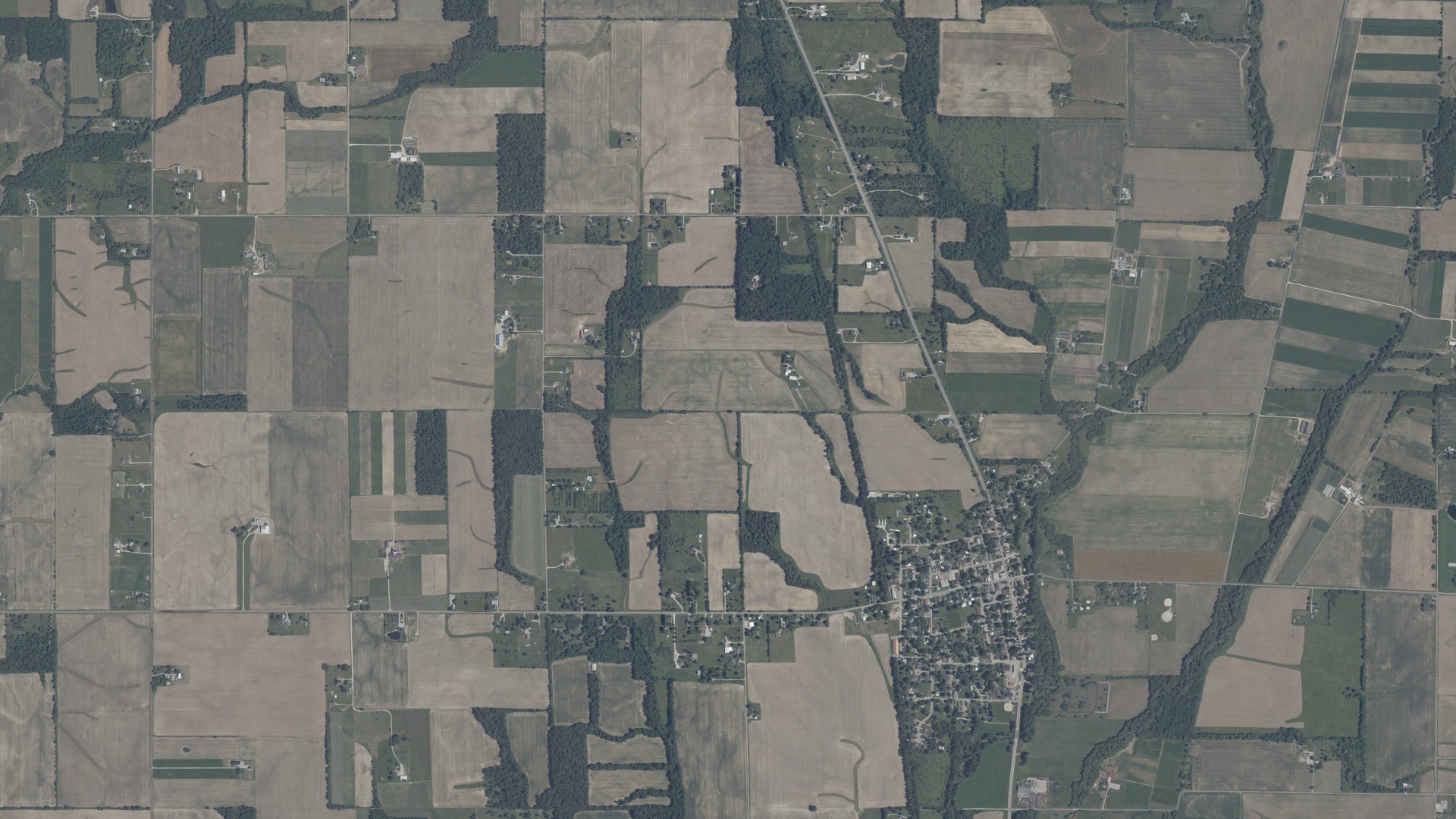 Aerial view of land around New Garden, Indiana