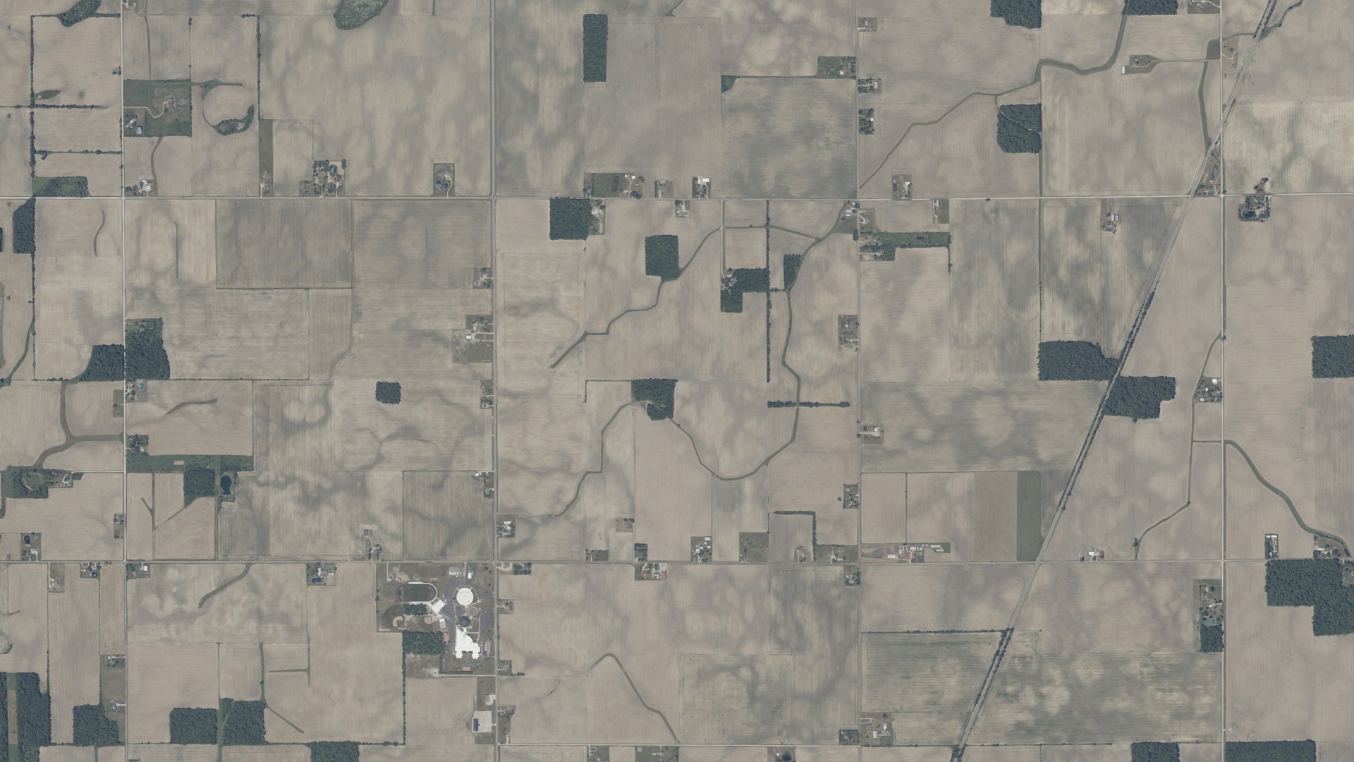 Aerial view of land around Chester, Indiana