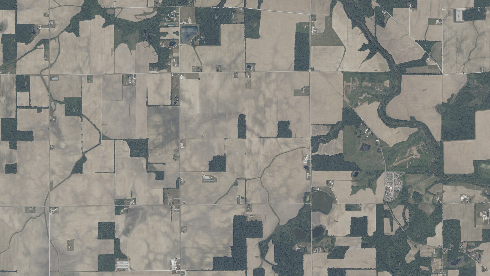 Aerial view of land around Jackson, Indiana