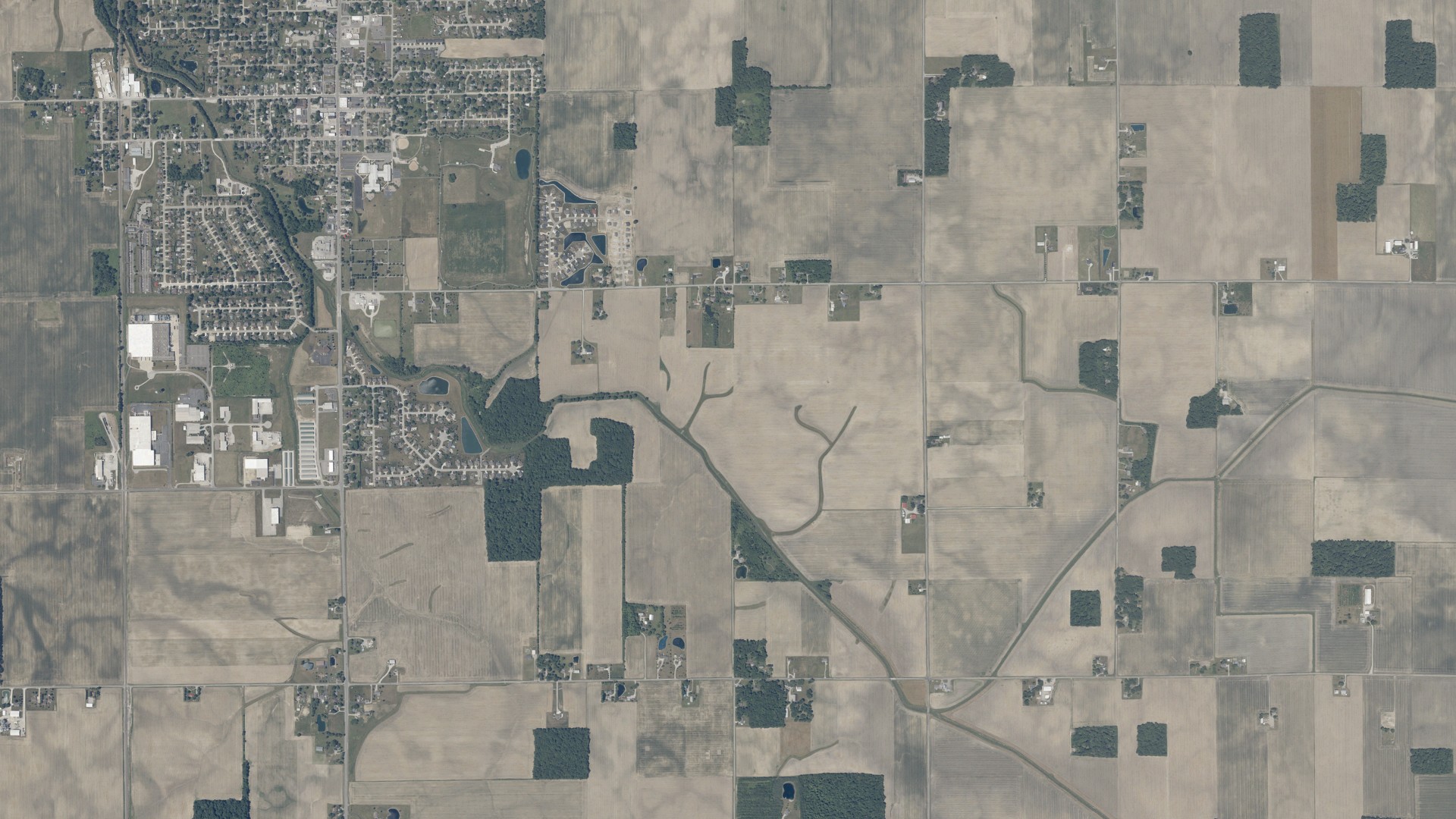 Aerial view of land around Jefferson, Indiana