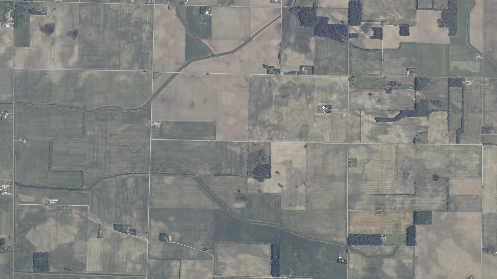 Natural-color aerial photograph of land around Lincoln, Indiana