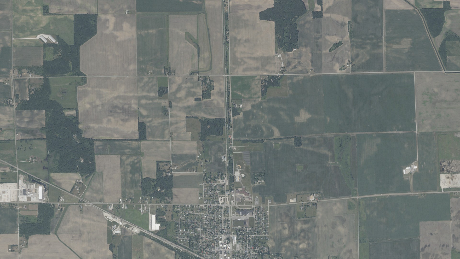 Aerial view of land around Monon, Indiana