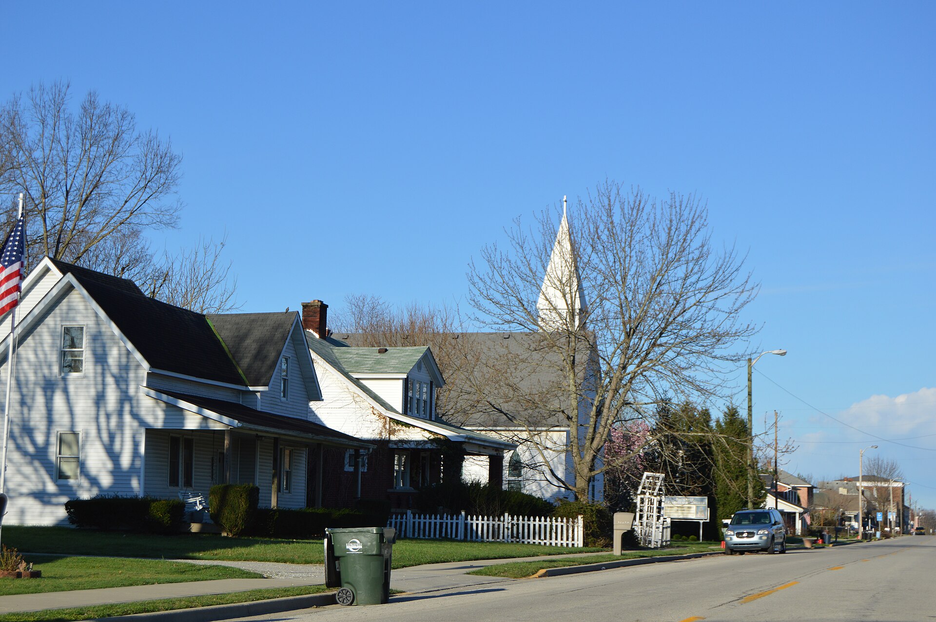 Houses and Hopewell Presbyterian Church, located on the southern side of North Street (State Road 62) near the Webster Street intersection in Dillsboro, Indiana, United States.