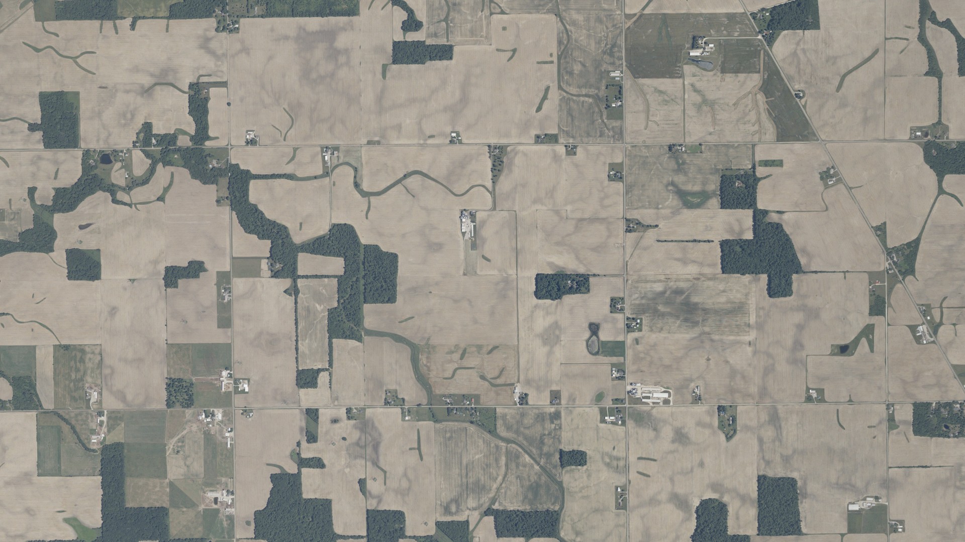 Aerial view of land around Cleveland, Indiana