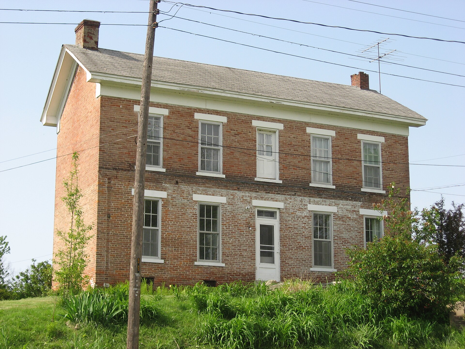 Front of the Alfred Simonson House, located at 207 E. Shipping Street in Edwardsport, Indiana, United States. Built in 1873, it is listed on the National Register of Historic Places.
