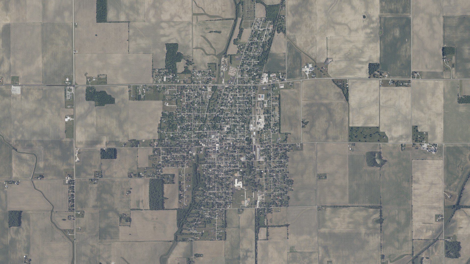 Aerial view of land around Fairmount, Indiana