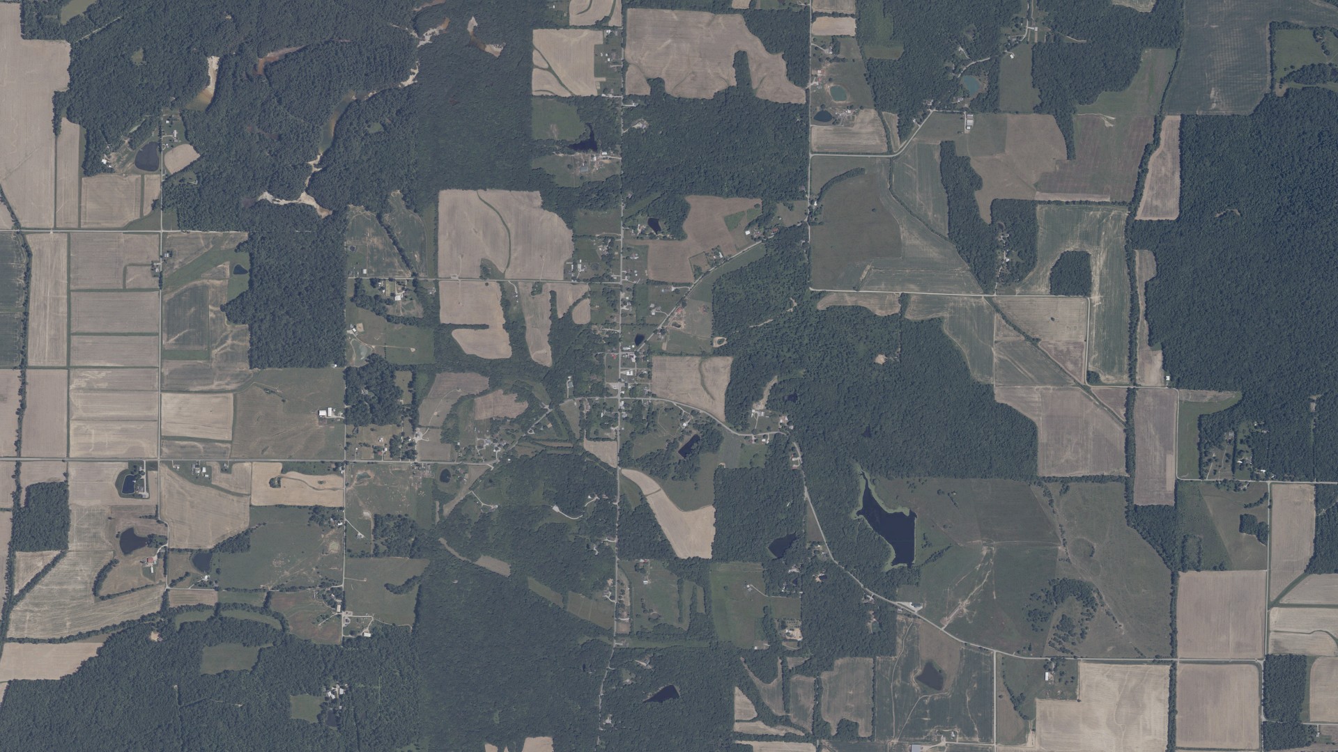 Natural-color aerial photograph of land around Folsomville, Indiana