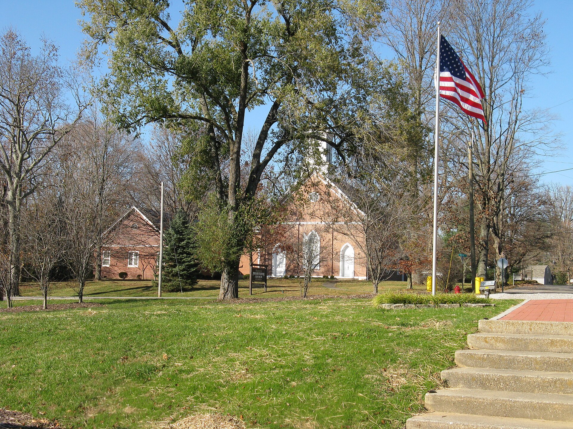 Hanover Presbyterian Church from Firemans Park. — Indiana