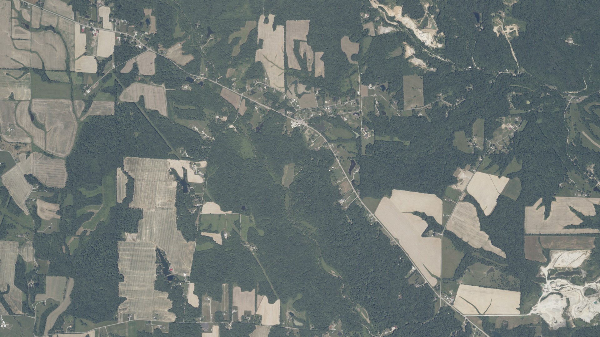 Natural-color aerial photograph of land around Lake View, Indiana