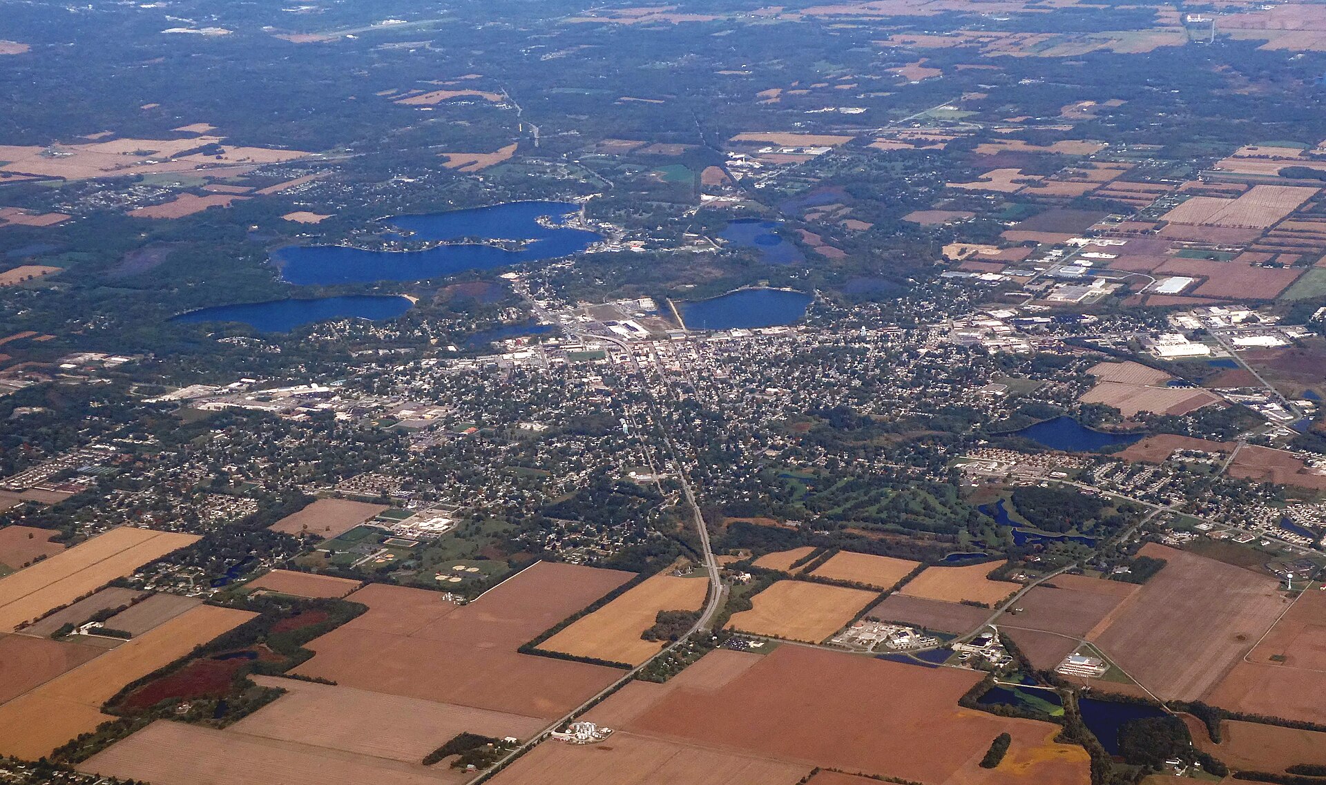 Aerial view of La Porte, Indiana, in October 2024