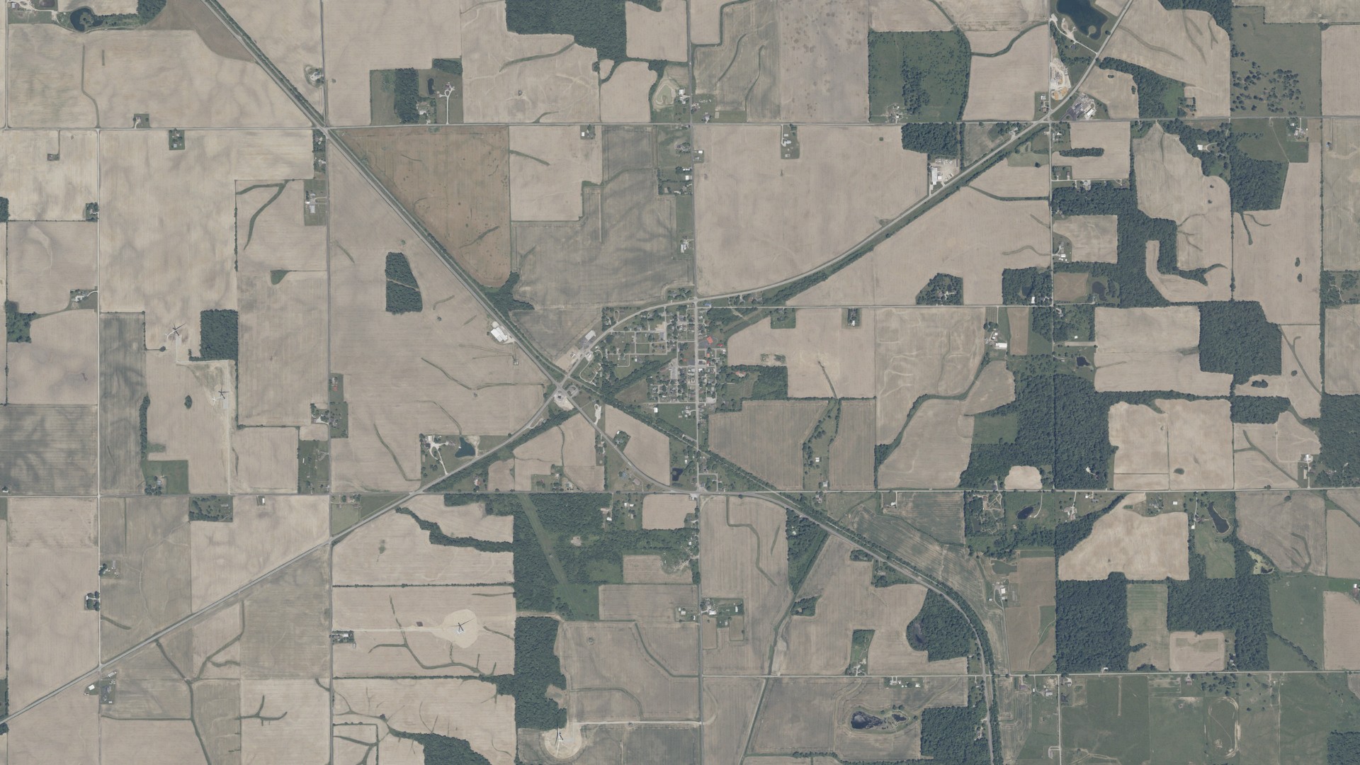 Natural-color aerial photograph of land around Losantville, Indiana