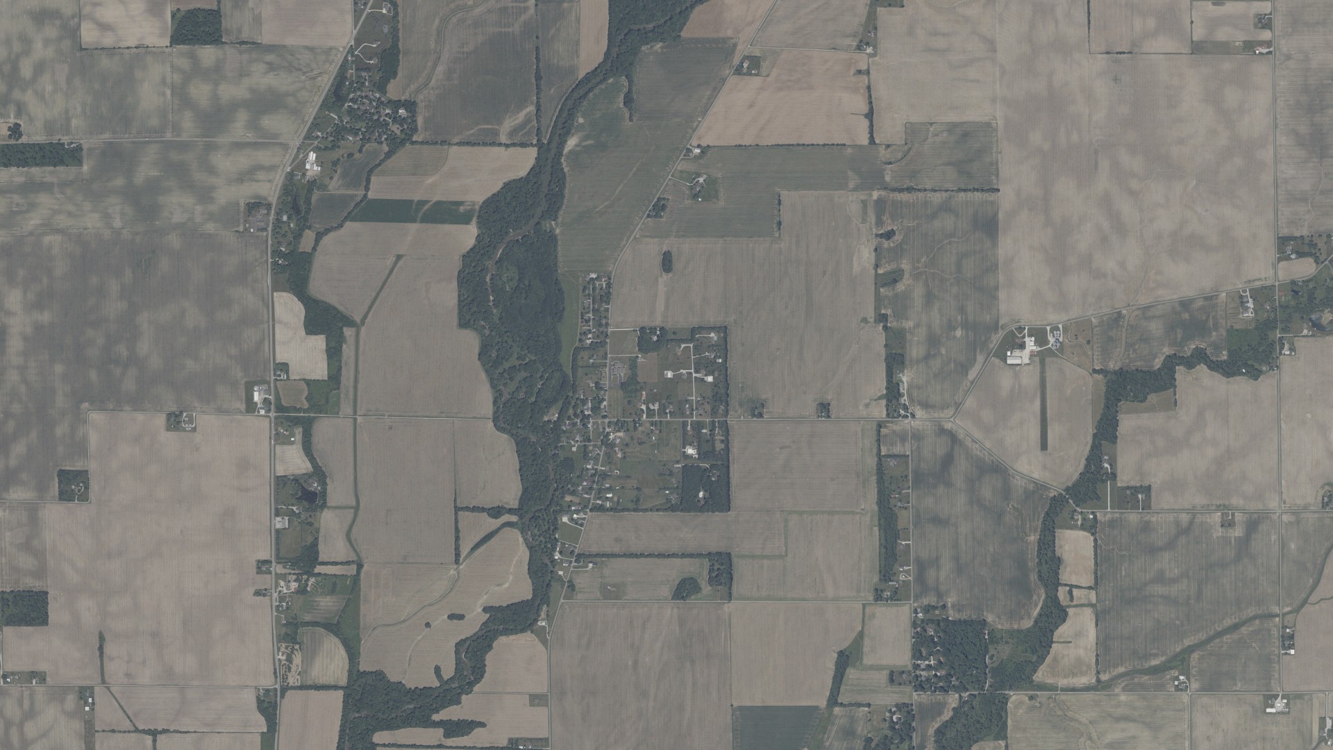 Natural-color aerial photograph of land around Marion, Indiana