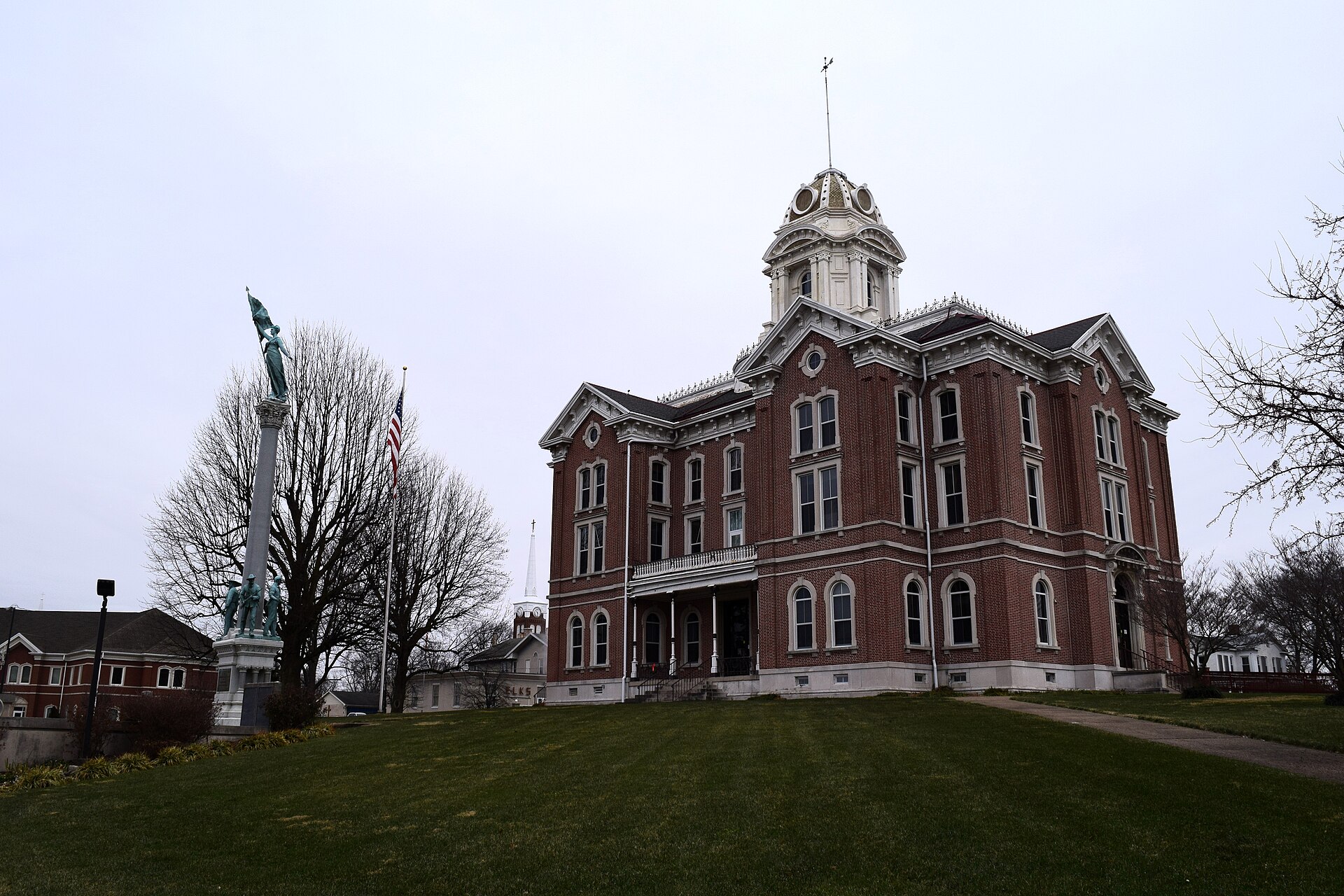 The Posey County Courthouse in Mount Vernon, Posey County, Indiana. The courthouse is listed on the National Register of Historic Places.