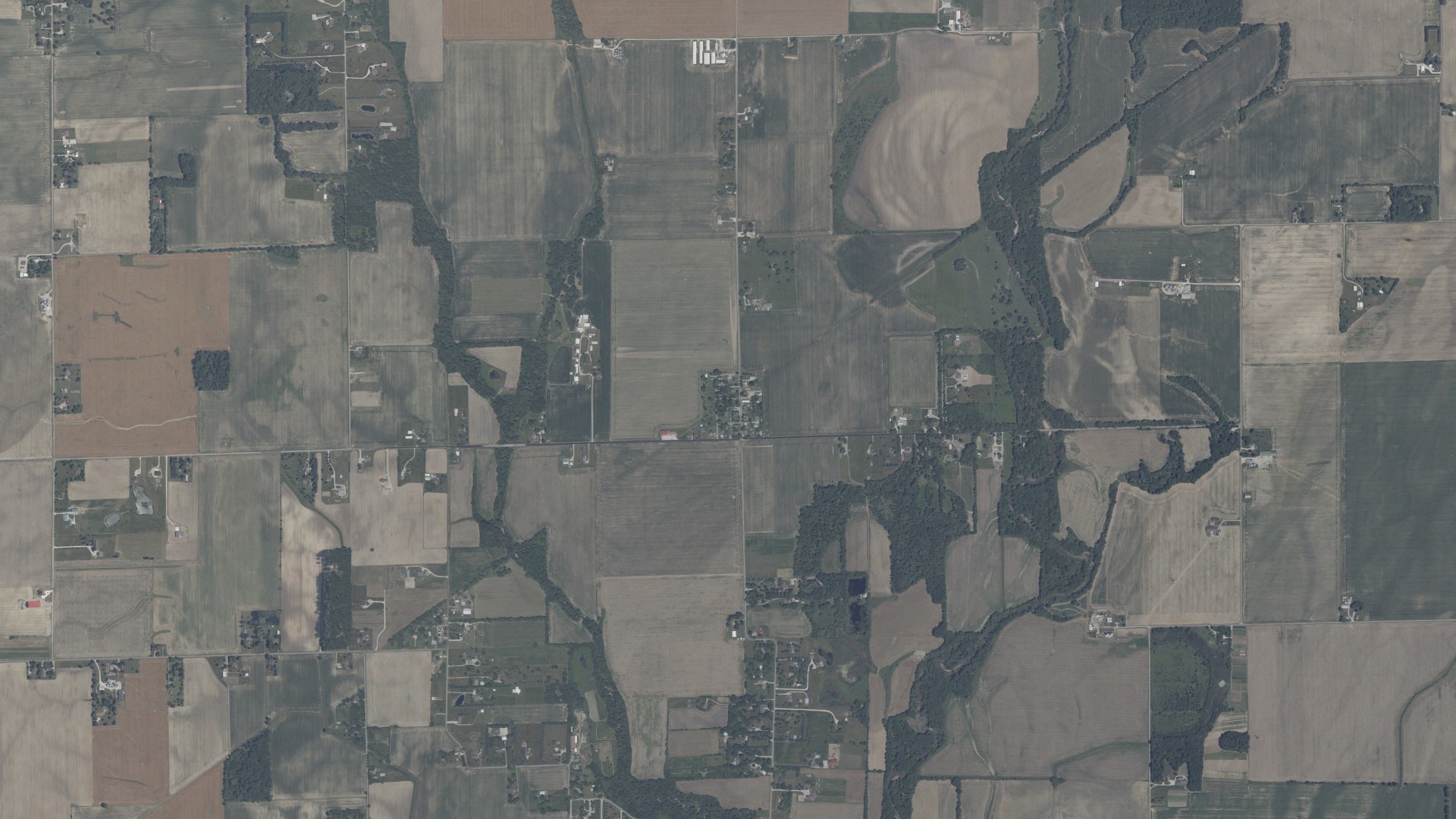 Aerial view of land around Needham, Indiana
