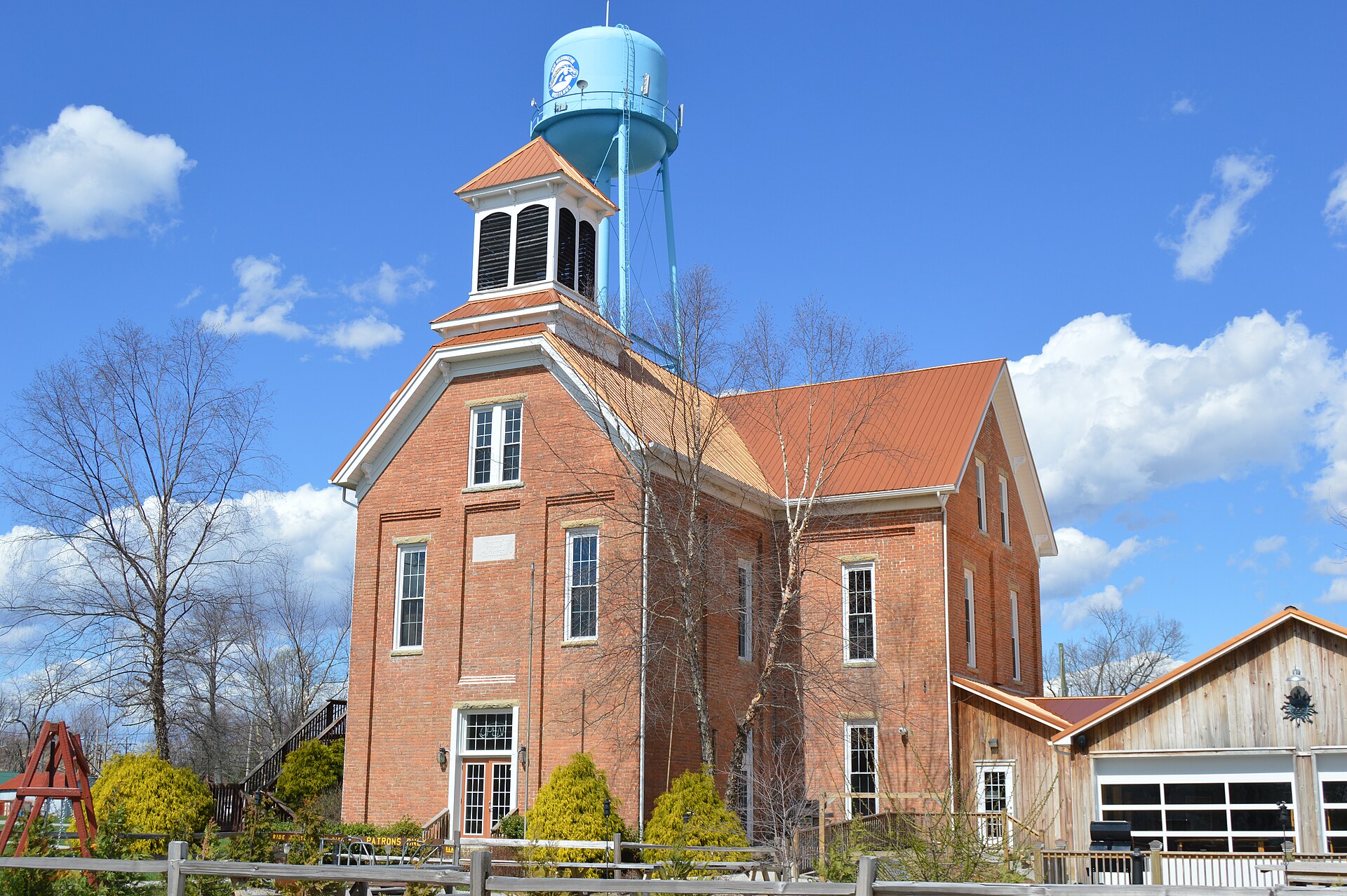 Front of the former New Washington Normal School (now a history museum, A Step Back), located at 409 E. Main Street in New Washington, Indiana, United States. It was built in 1894.