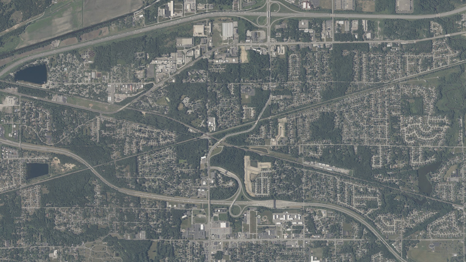 Aerial view of land around Portage, Indiana