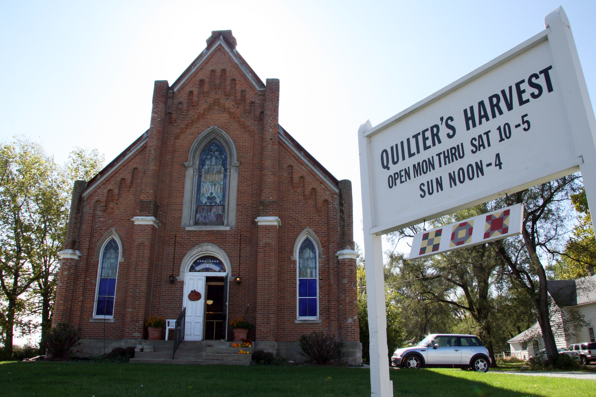A former church building in the town of Shadeland, Indiana.