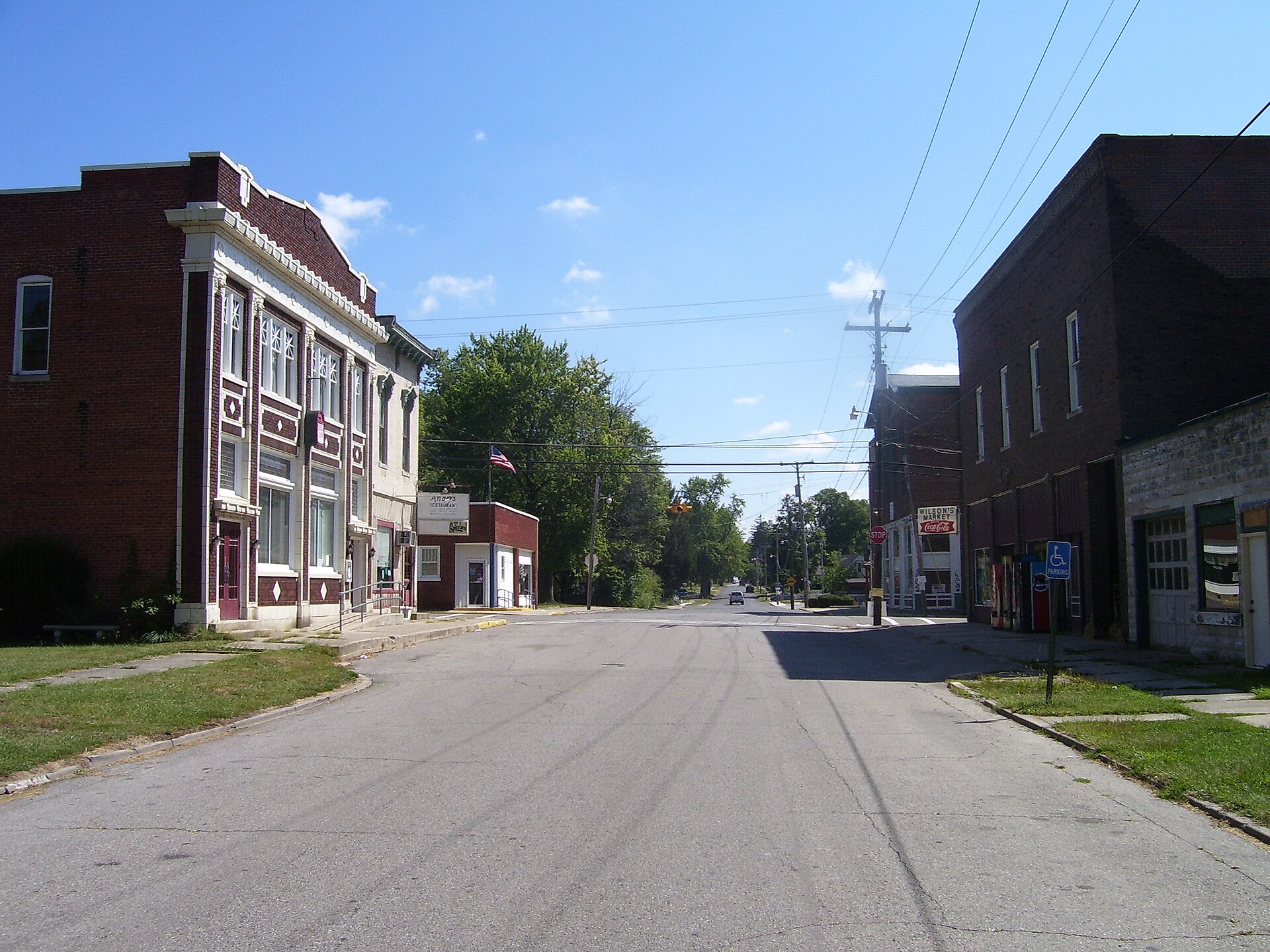Downtown streets in Spiceland, Indiana