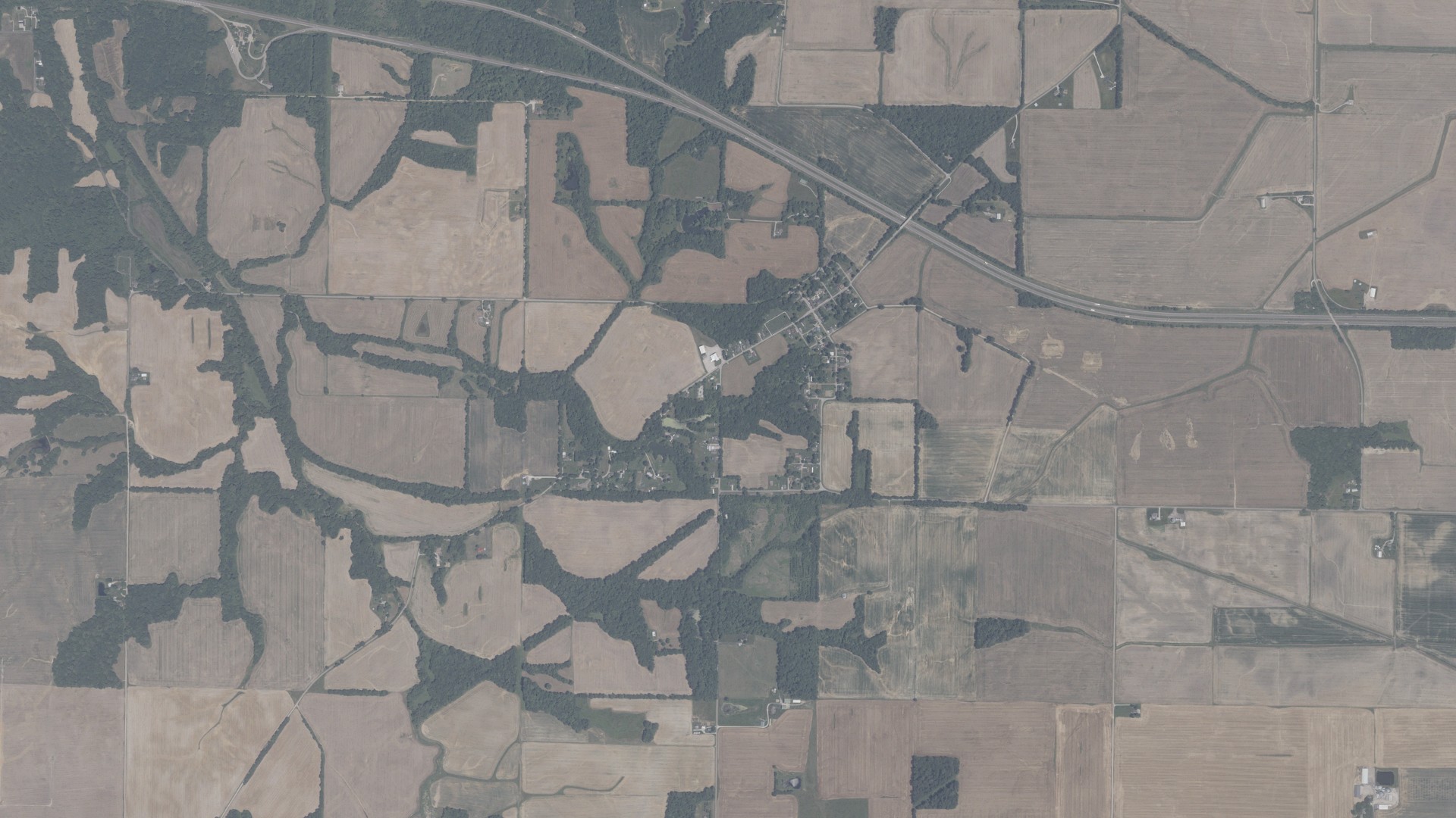 Natural-color aerial photograph of land around Stewartsville, Indiana