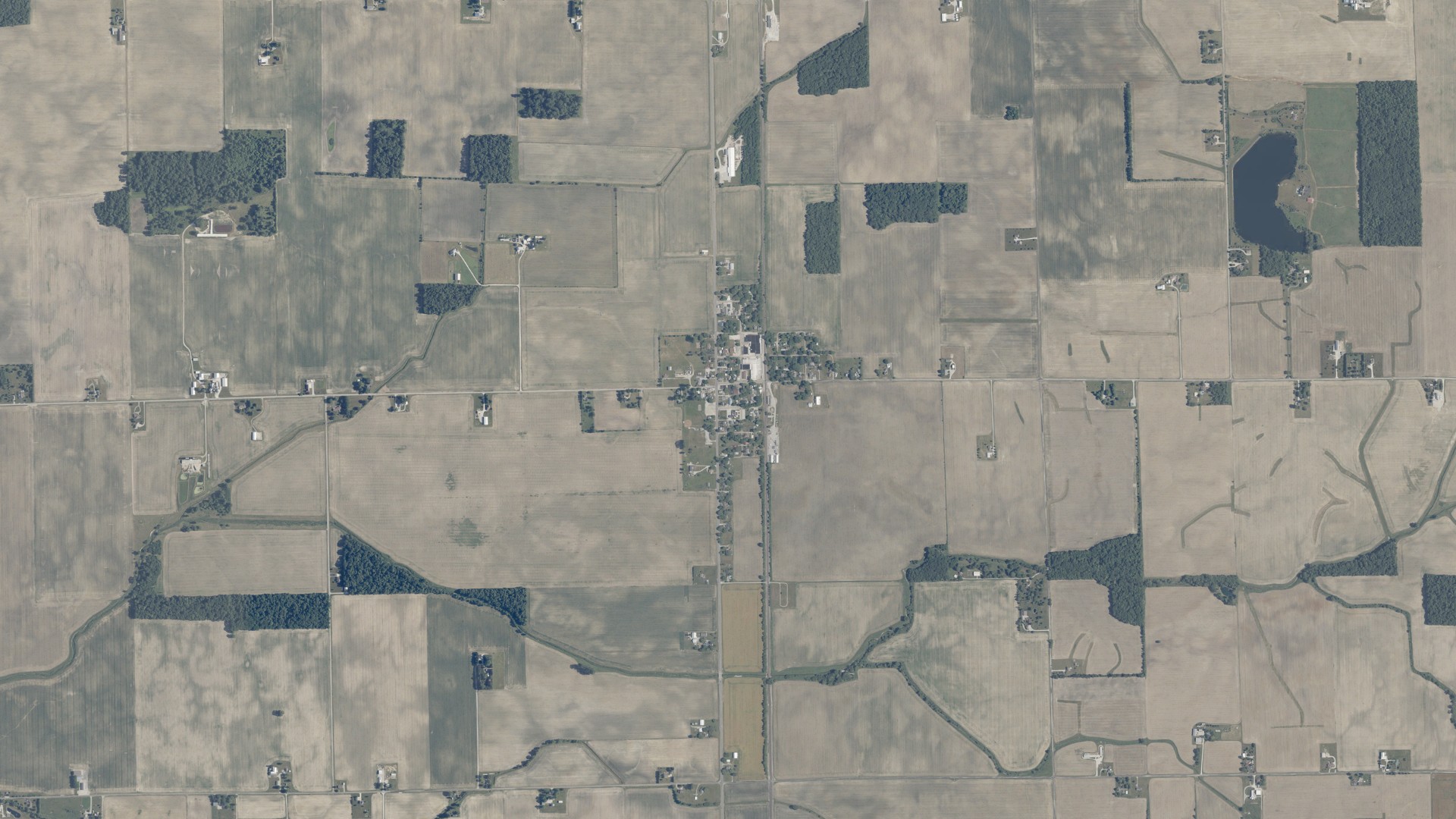 Natural-color aerial photograph of land around Urbana, Indiana