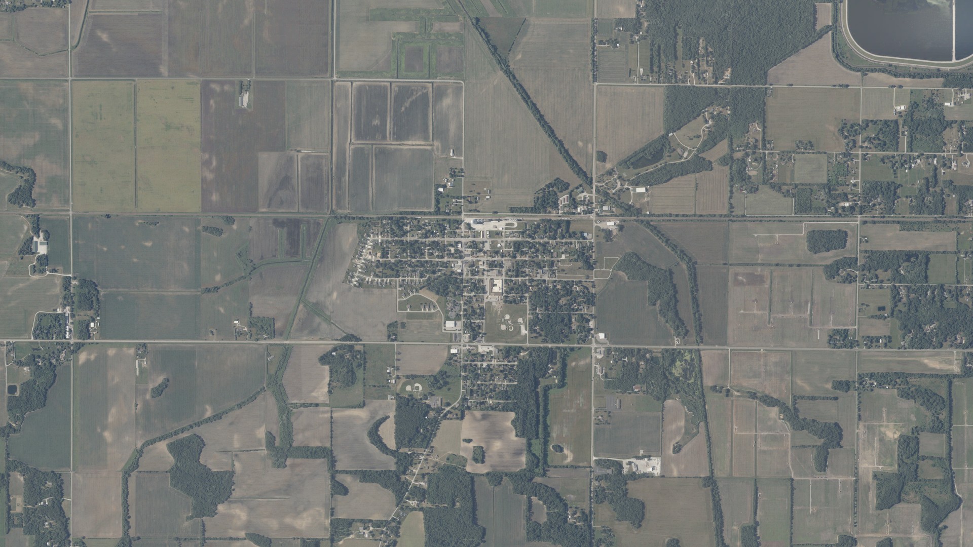 Aerial view of land around Wheatfield, Indiana