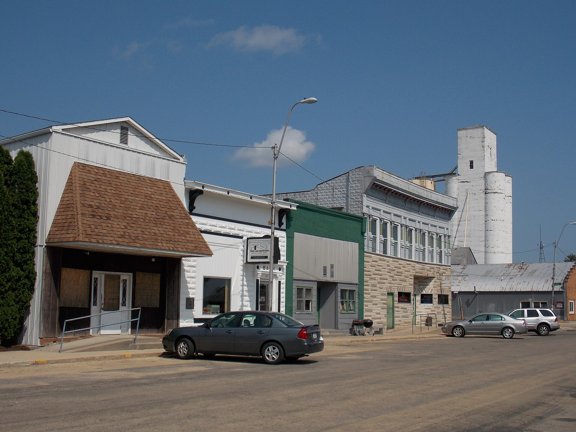 Buildings in the business district in Calamus, Iowa.
