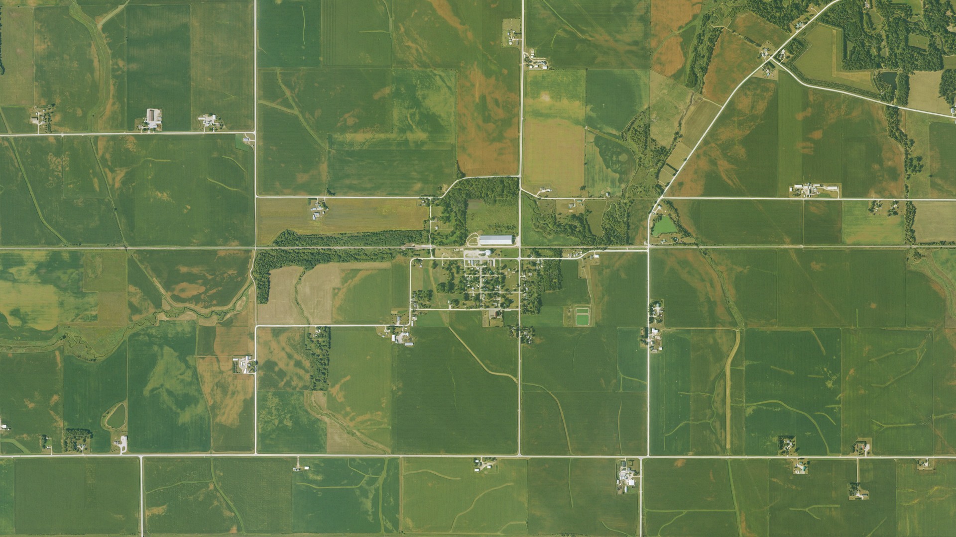 Natural-color aerial photograph of land around Masonville, Iowa