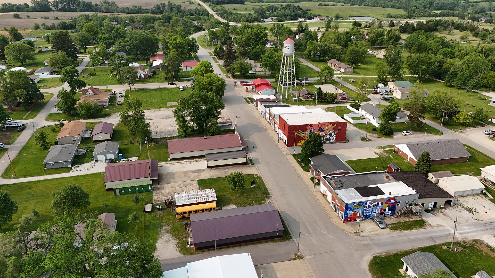 The business district of New Virginia, Iowa