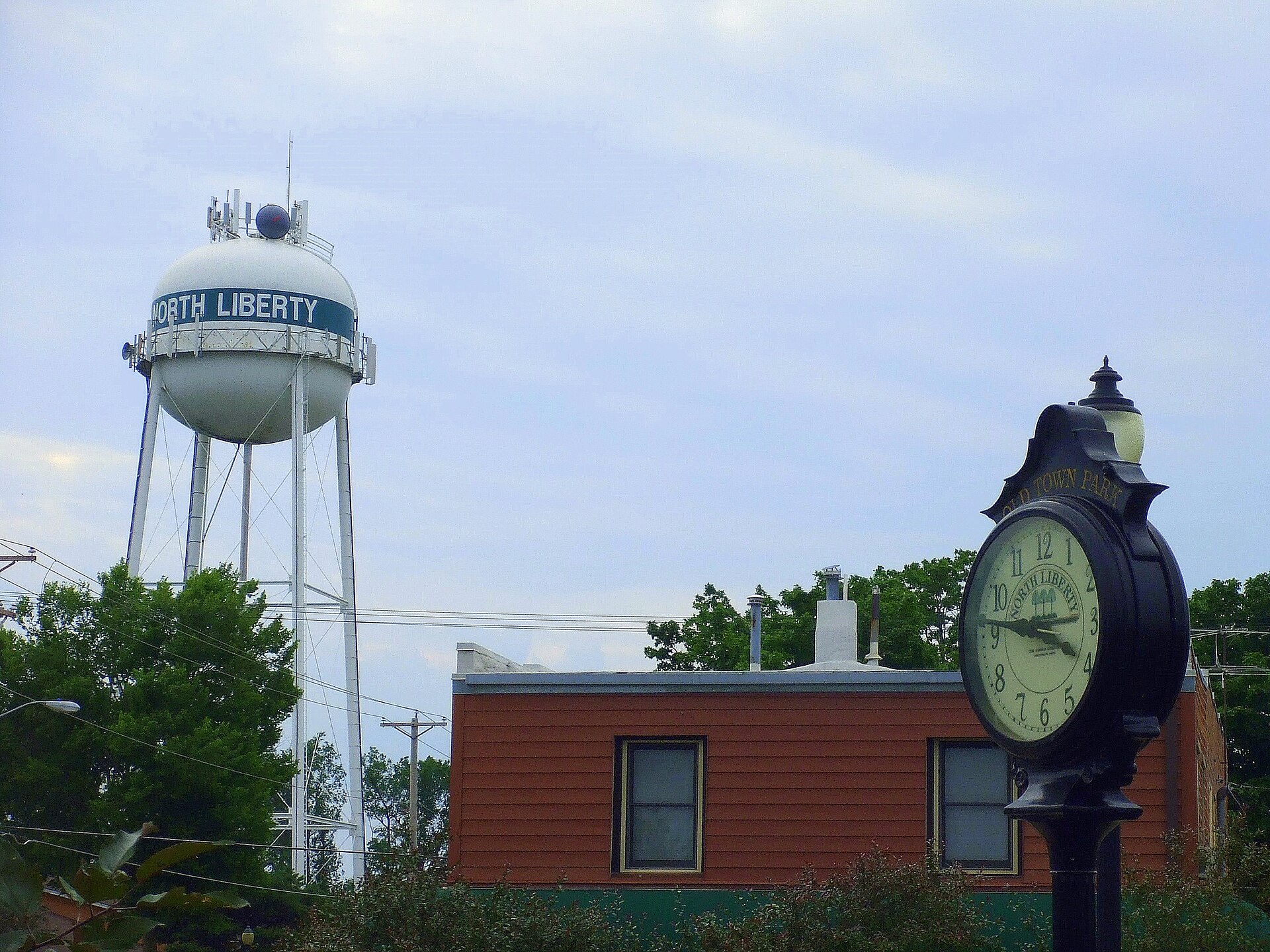 A view of the old North Liberty downtown area from Penn Meadows Park. — Iowa