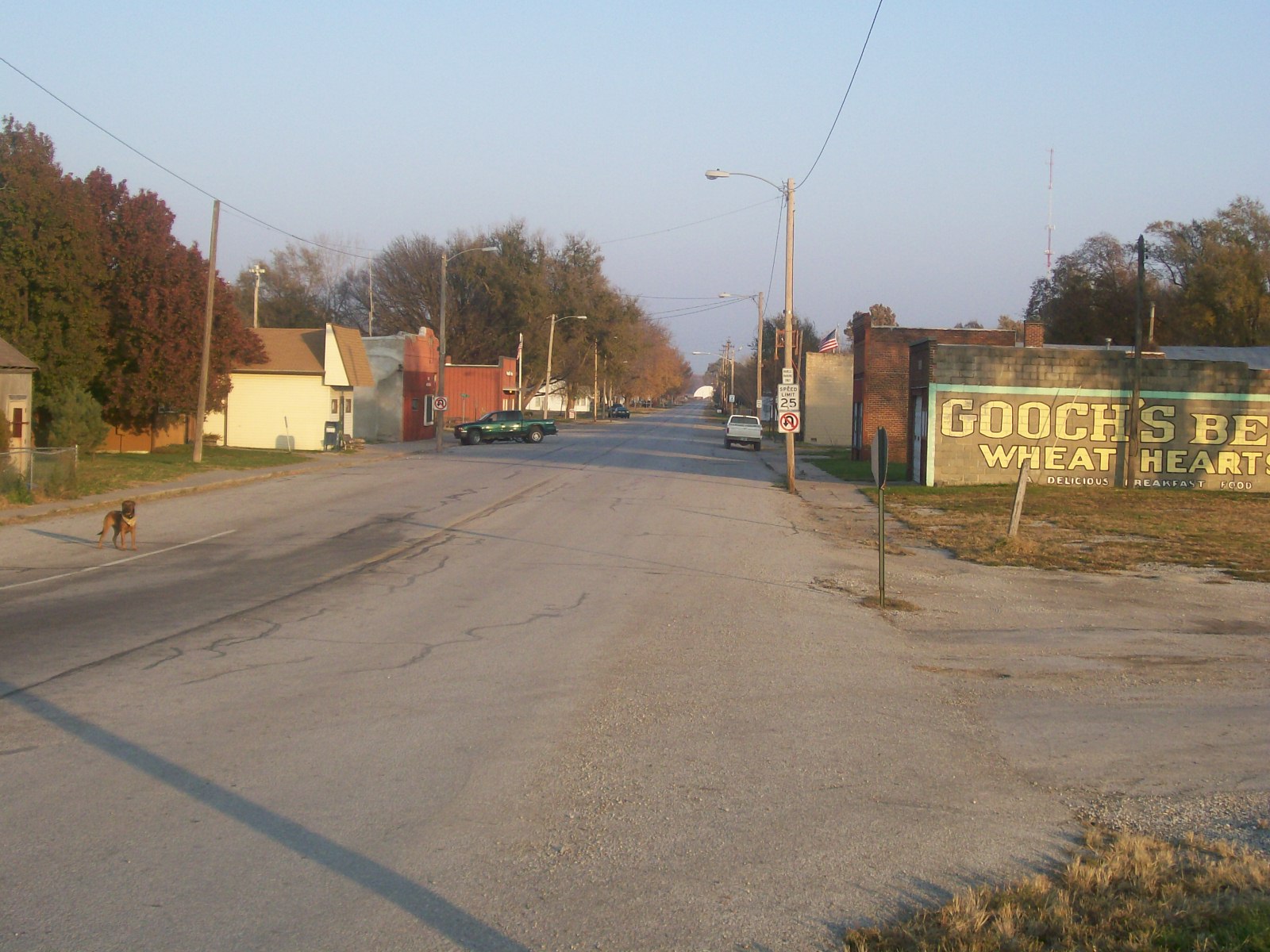 Looking east on Lincoln Avenue from Front Street in Pacific Junction, Iowa.