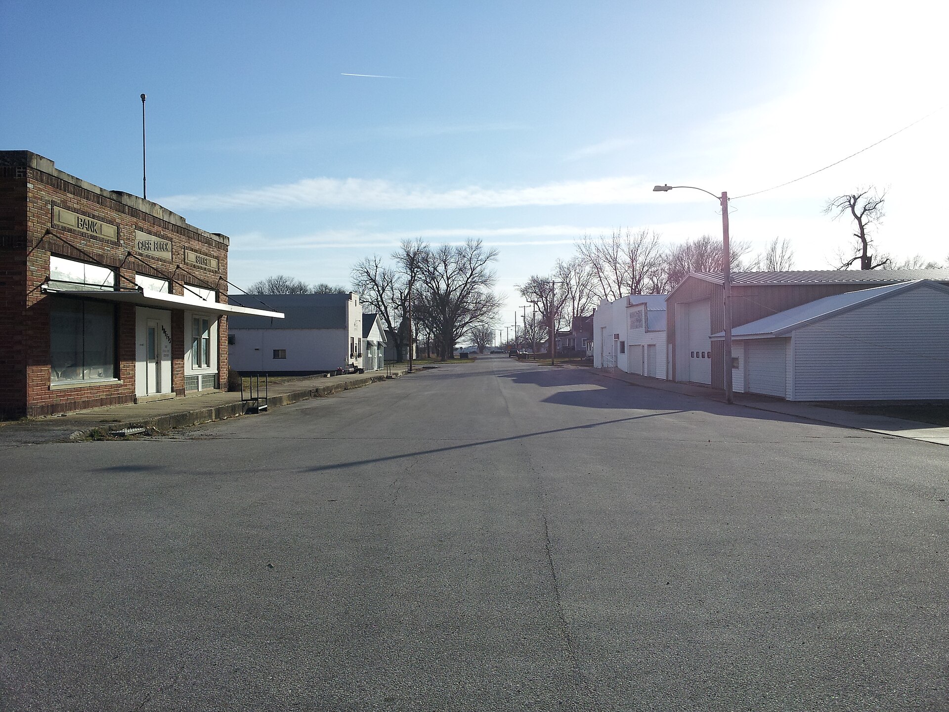 Looking north down Main Street of Popejoy. — Iowa