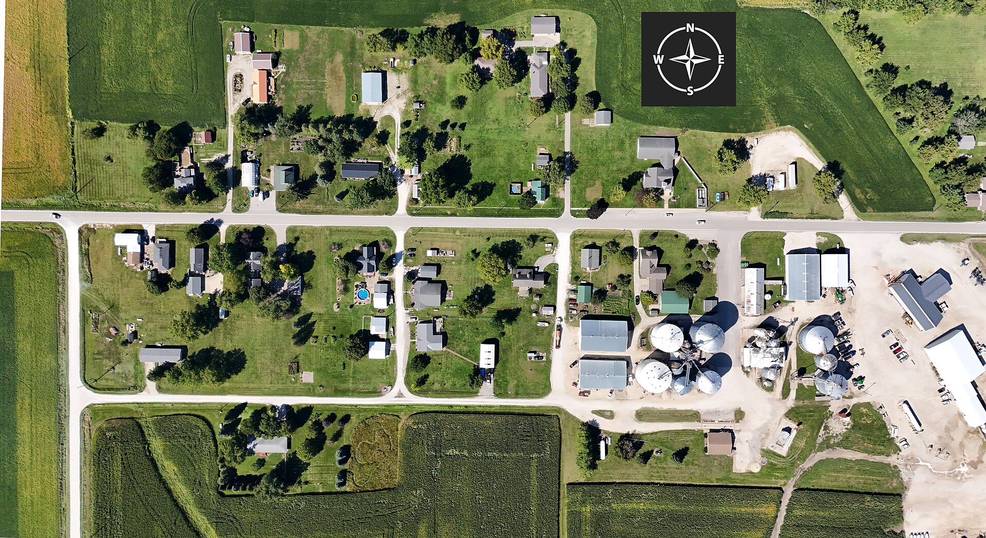 An aerial photograph of Sperry, Iowa