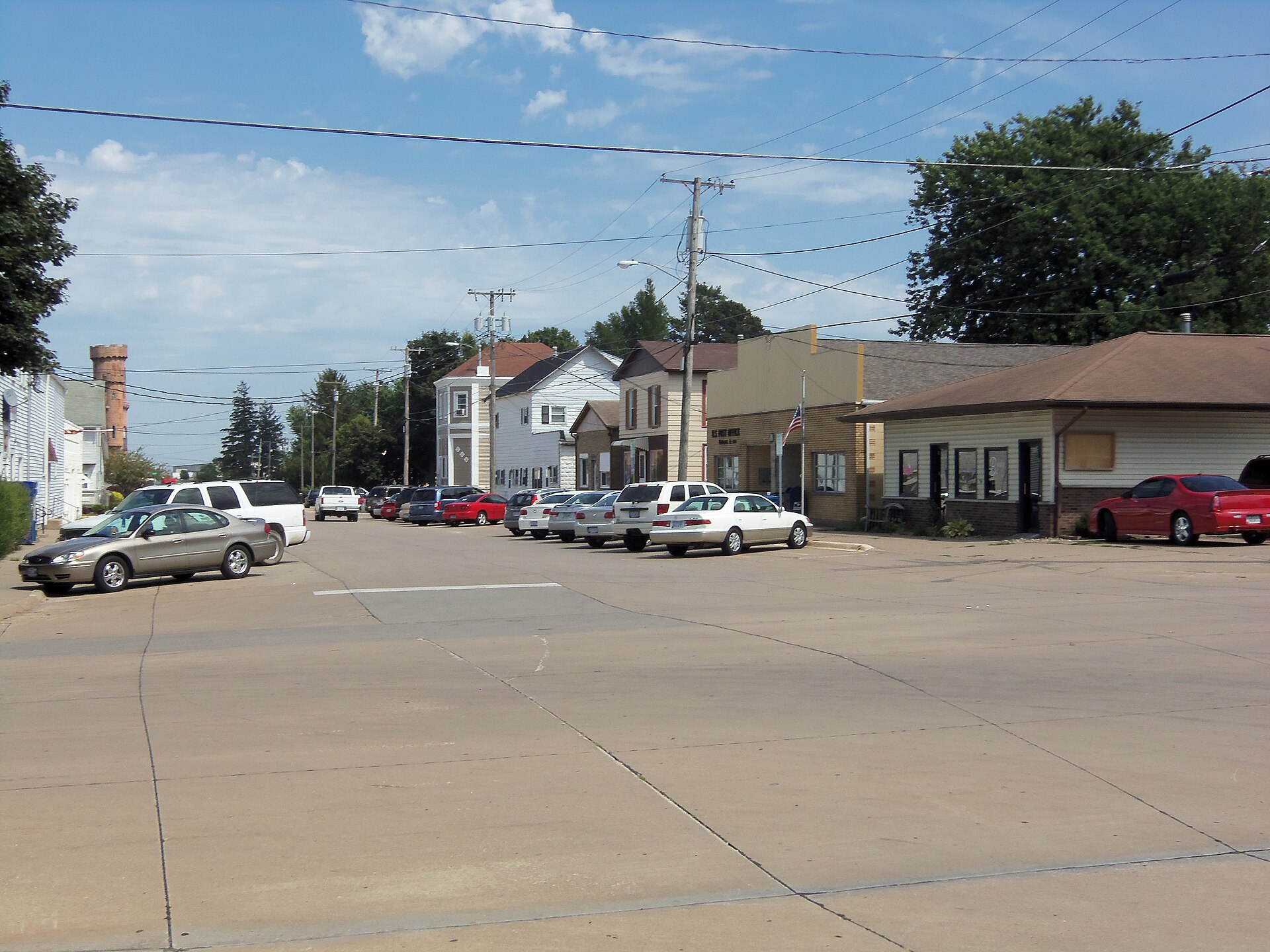 Buildings along E. Bryant Street in Walcott, Iowa.