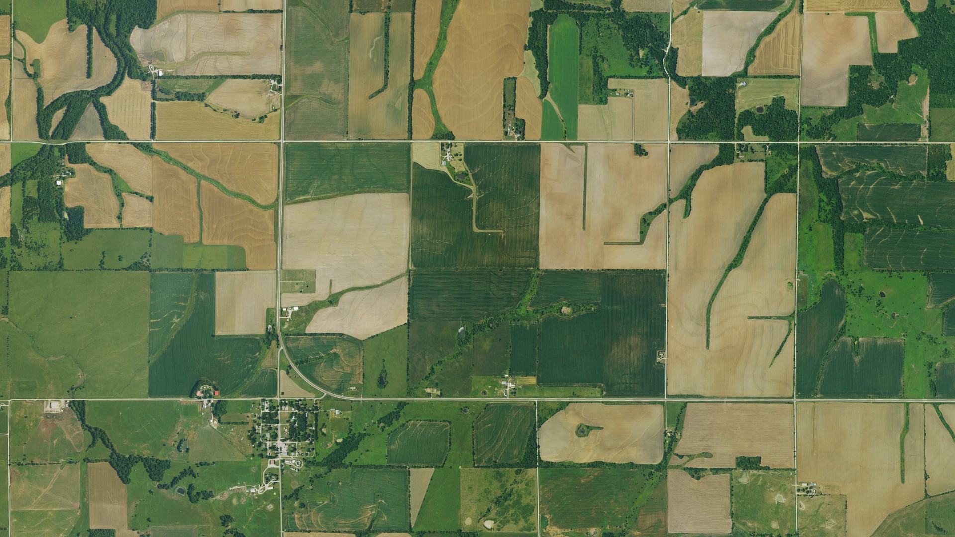 Aerial view of land around Lone Elm, Kansas