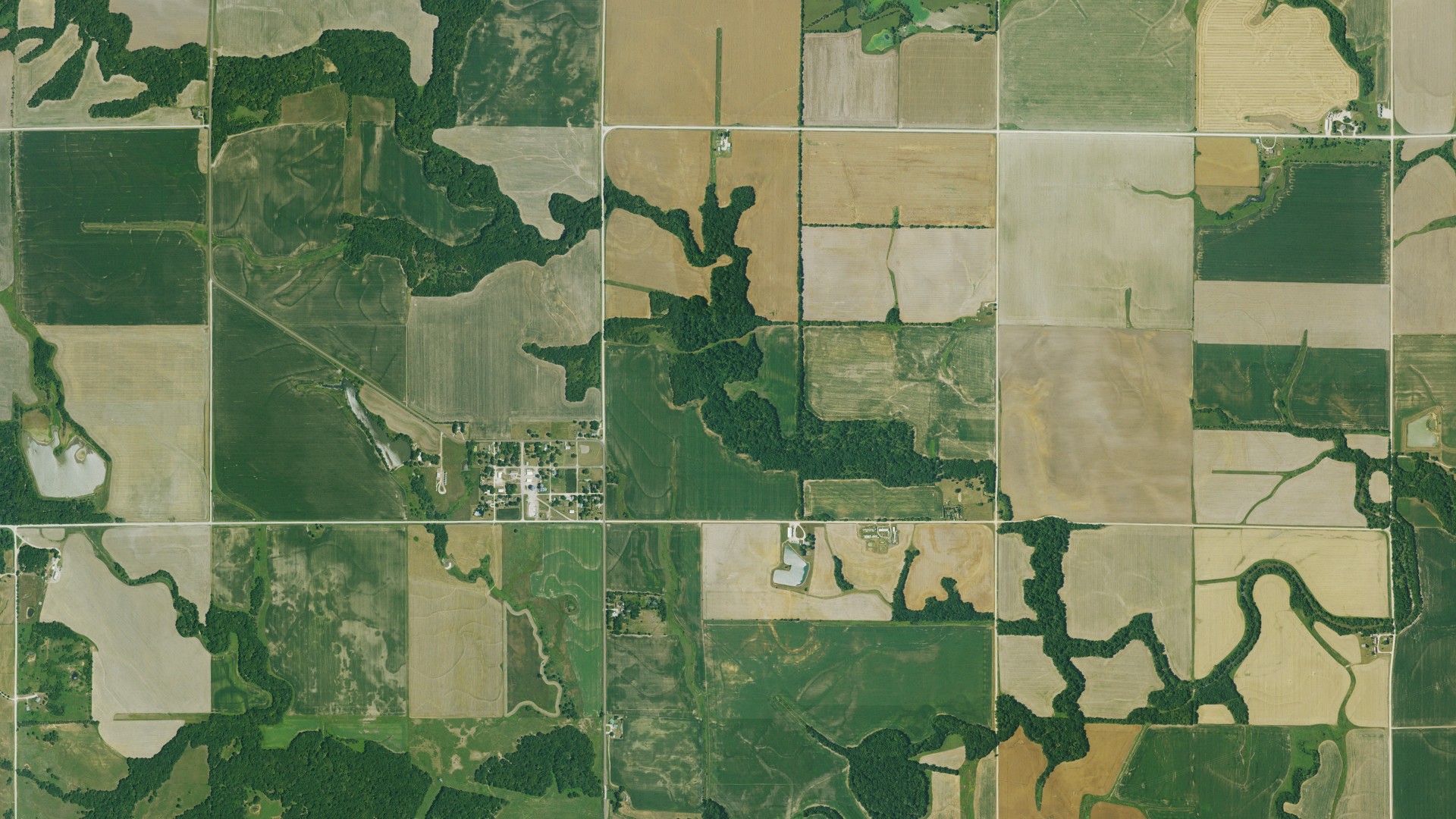 Aerial view of land around Reeder, Kansas