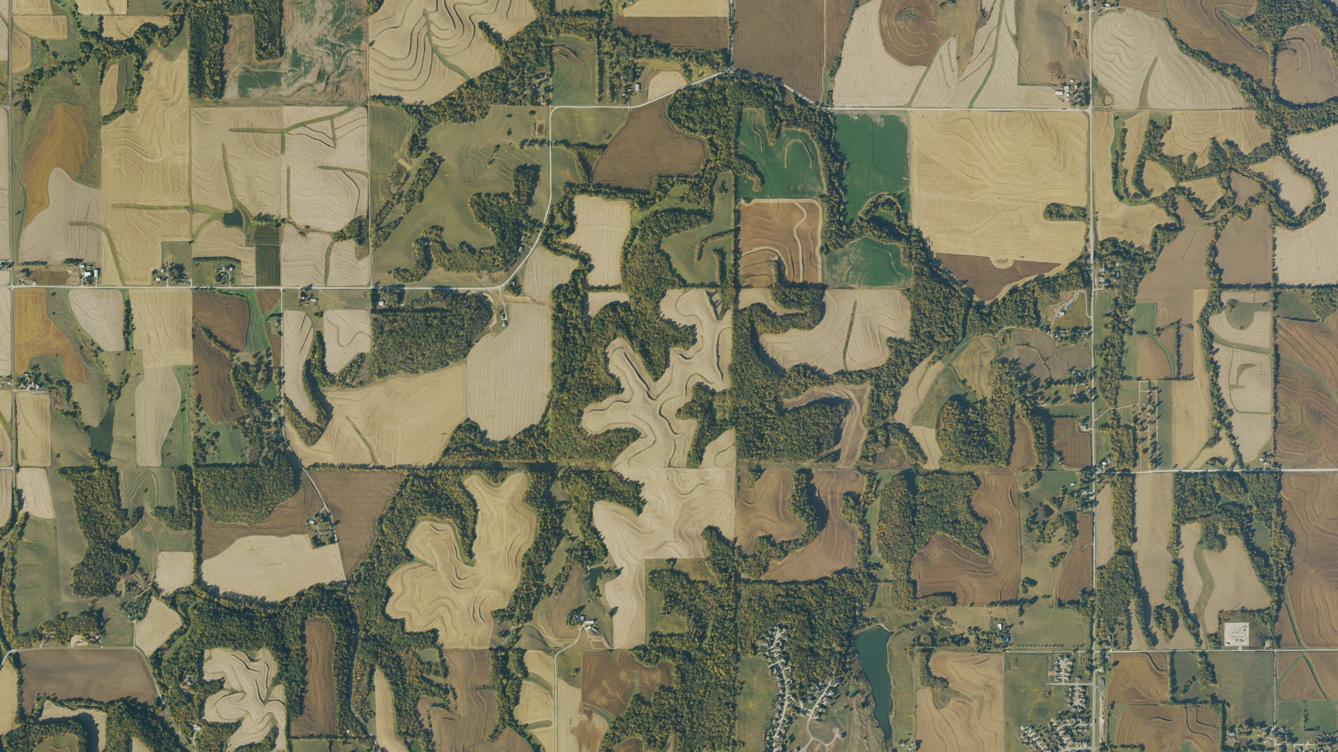Aerial view of land around Shannon, Kansas