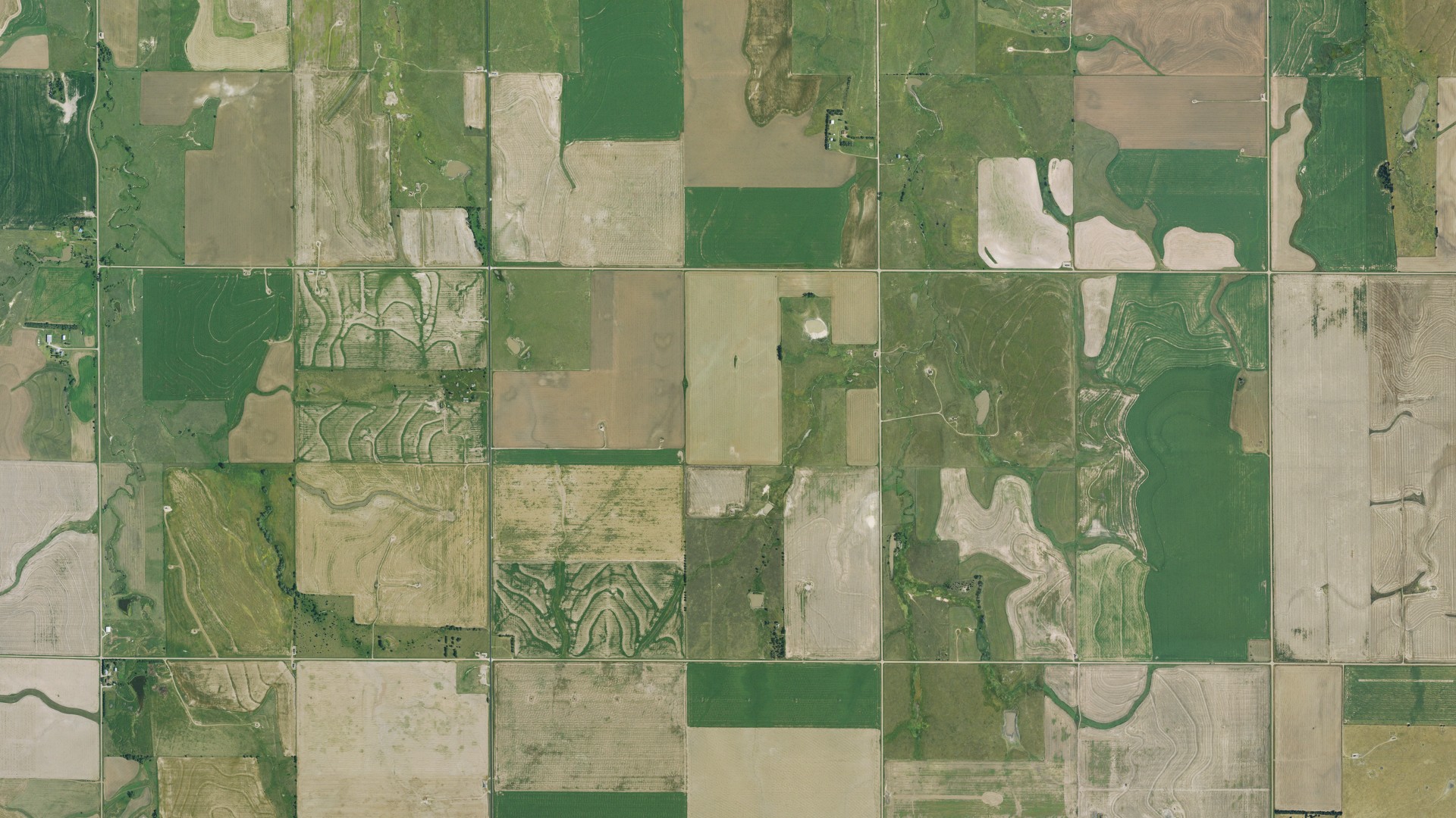 Aerial view of land around Beaver, Kansas